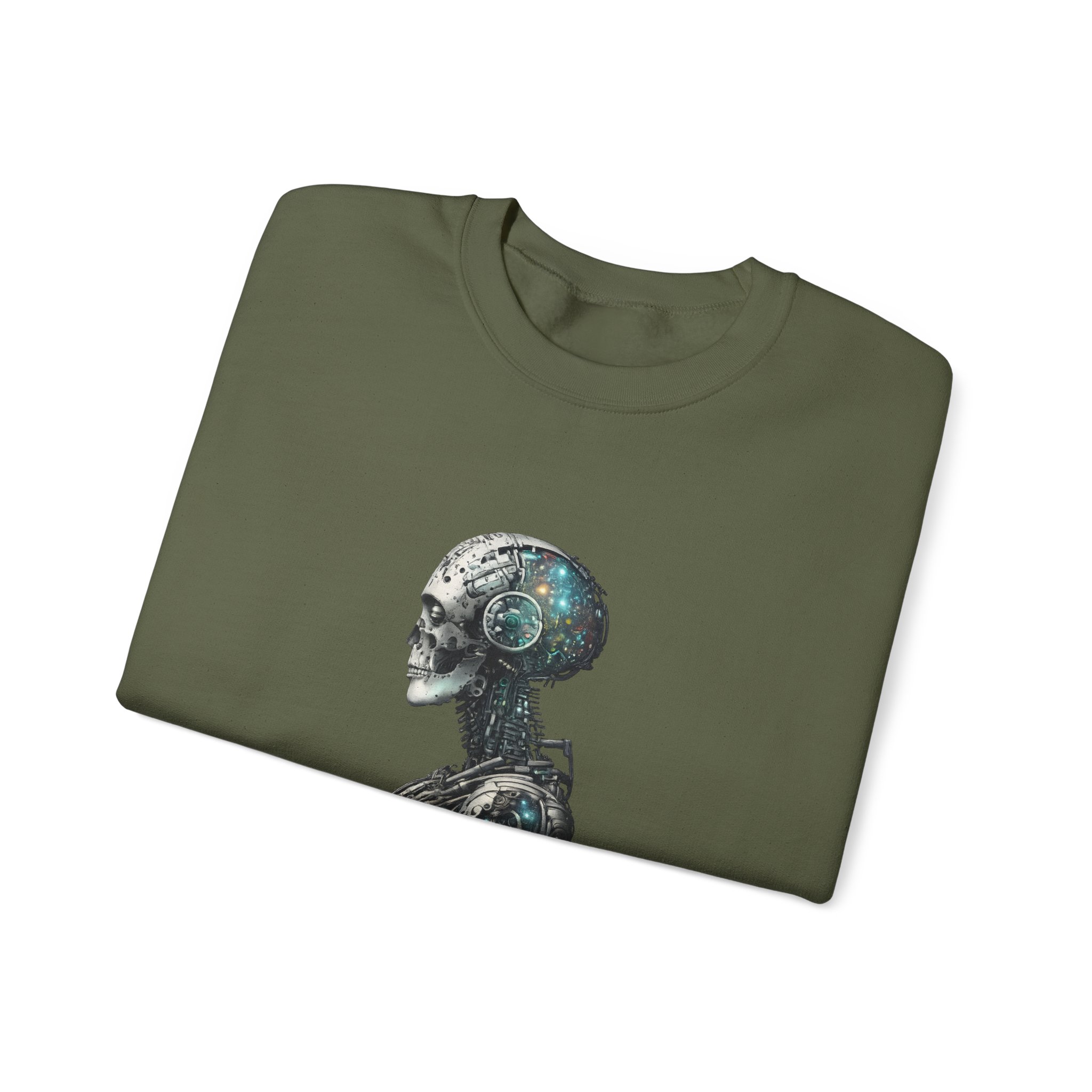 Cosmic Cyber Skull – Dark Cyberpunk Biomechanical Crewneck Sweatshirt - Image 48