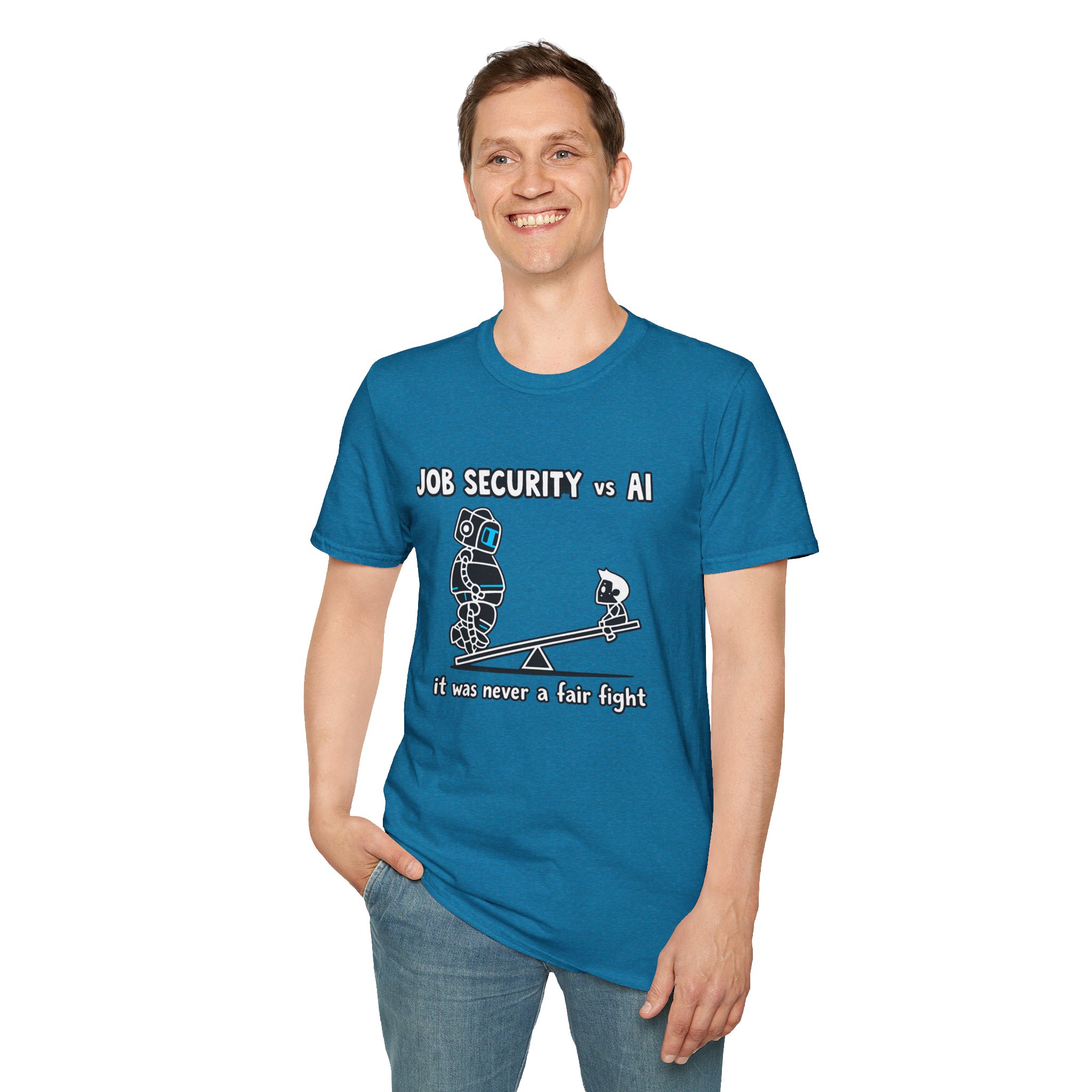 POV You're An AI And It's Monday – Funny Tired Robot Graphic T-Shirt - Image 116