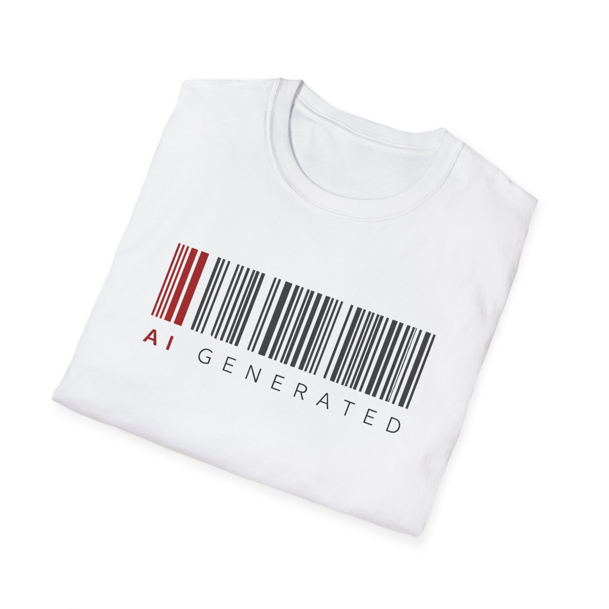 AI Generated Barcode Dark Minimalist Generative Art Graphic T-Shirt - Image 10