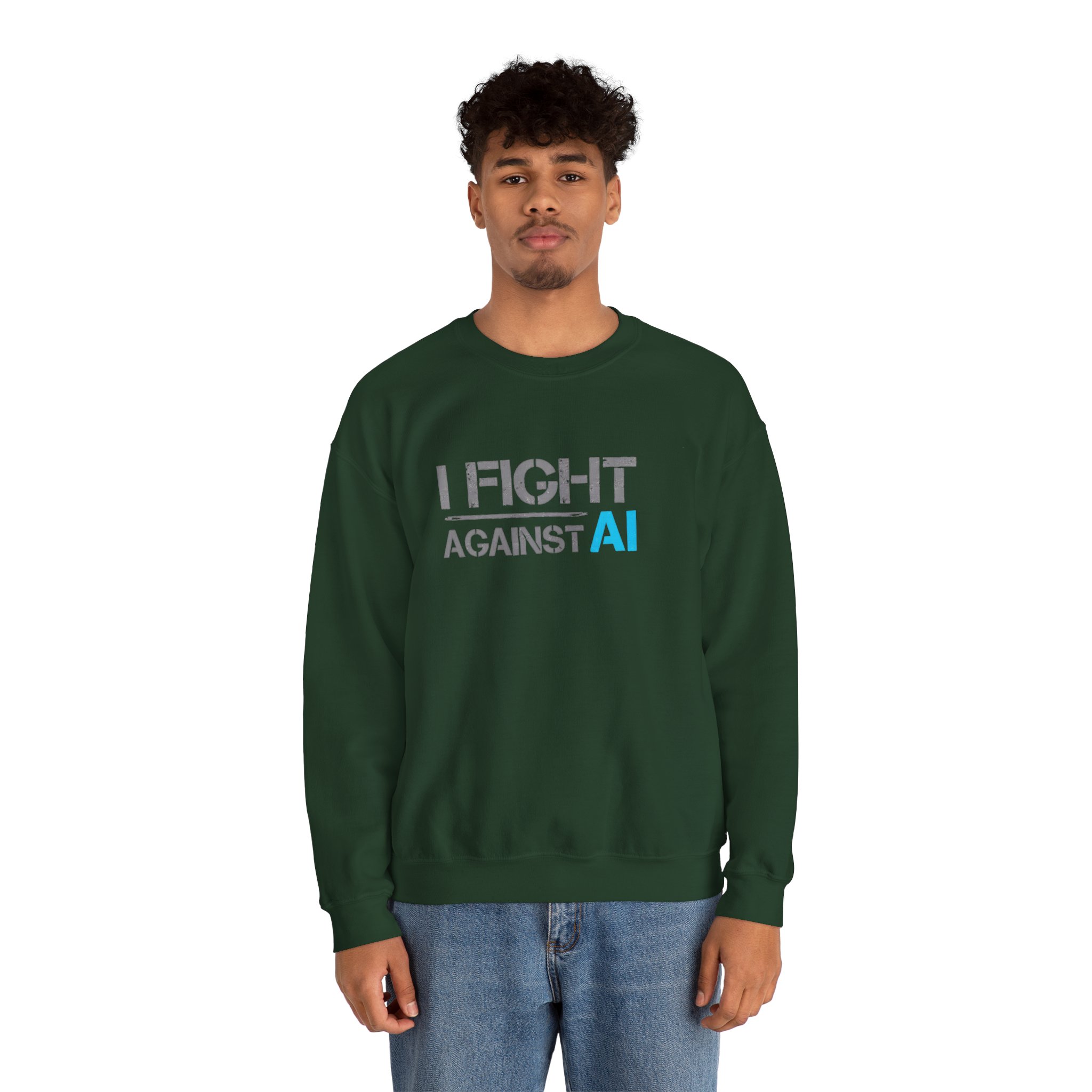 I Fight Against AI – Human Creativity Resistance Crewneck Sweatshirt - Image 41