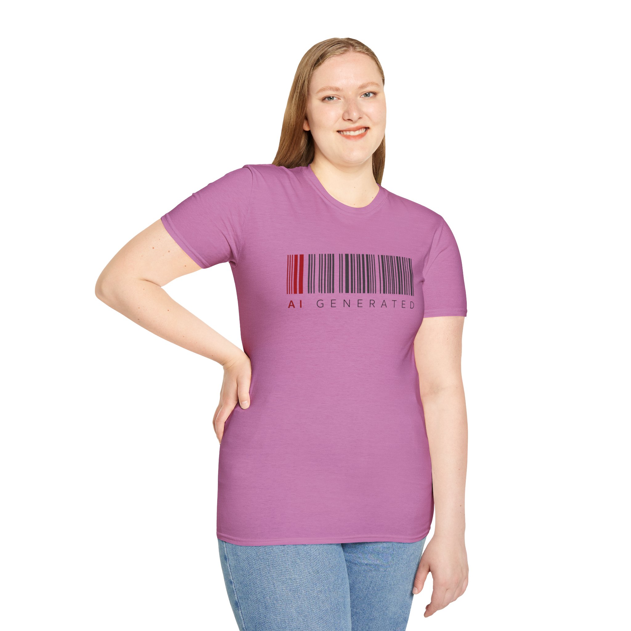 AI Generated Barcode Dark Minimalist Generative Art Graphic T-Shirt - Image 126