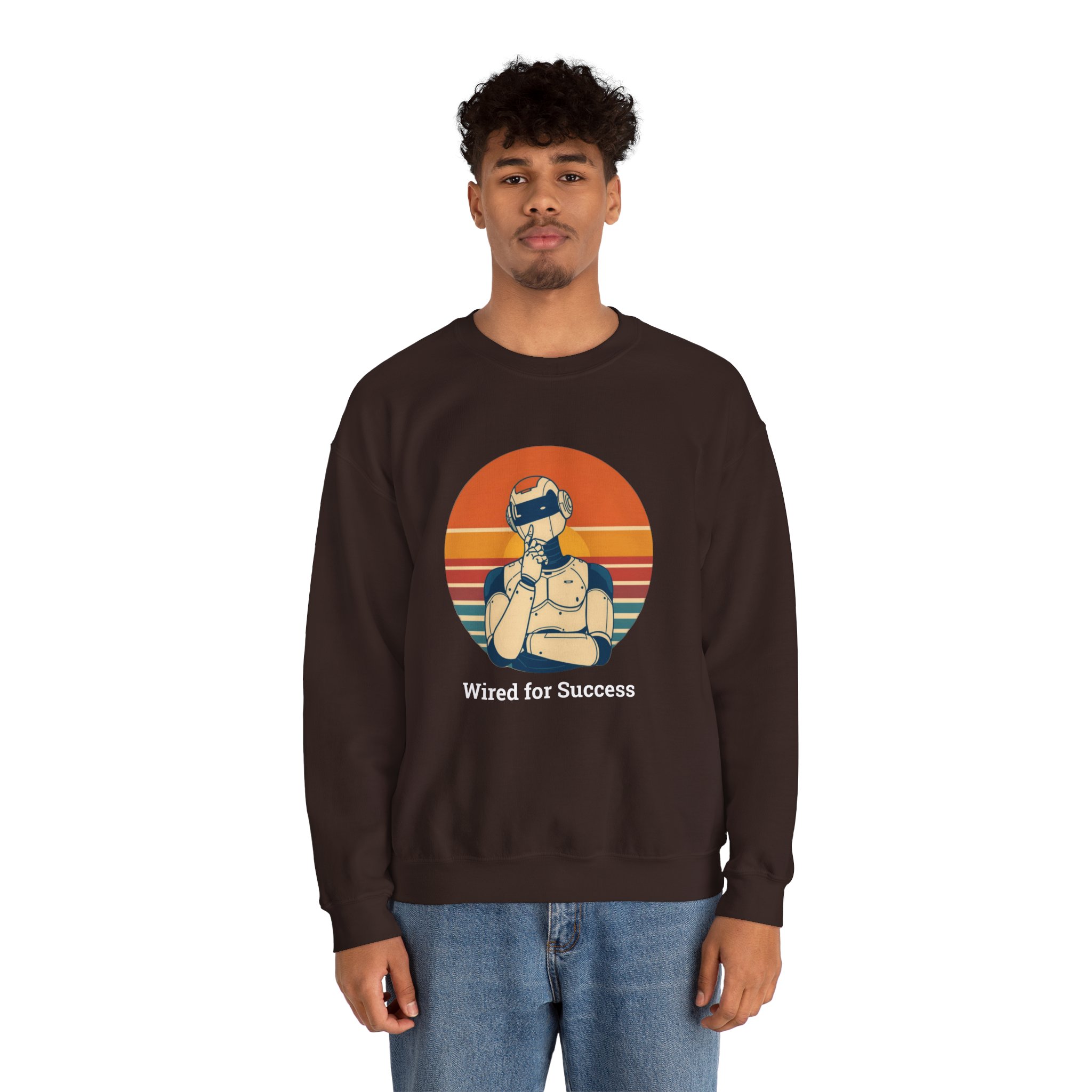 Wired for Success Retro Robot Thinker AI Tech Sweatshirt Gift - Image 24