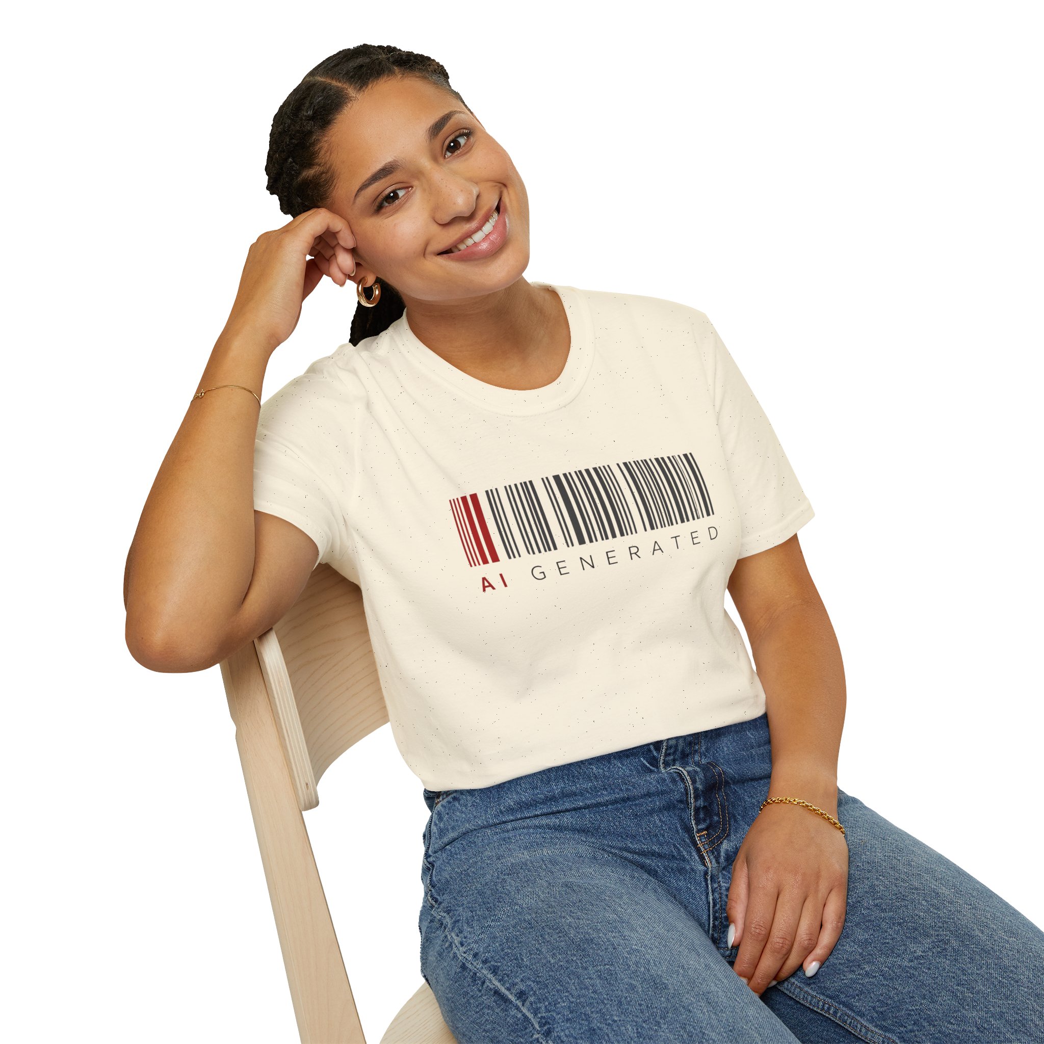 AI Generated Barcode Dark Minimalist Generative Art Graphic T-Shirt - Image 19