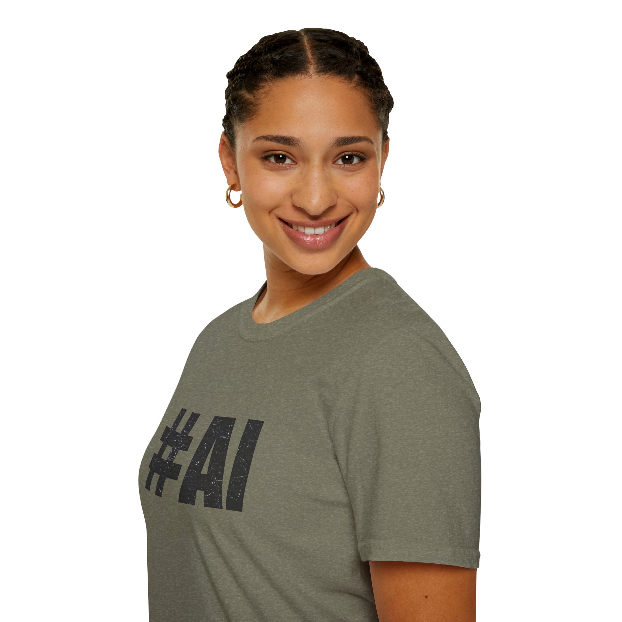#AI Distressed Dark Minimalist Artificial Intelligence Graphic T-Shirt - Image 62