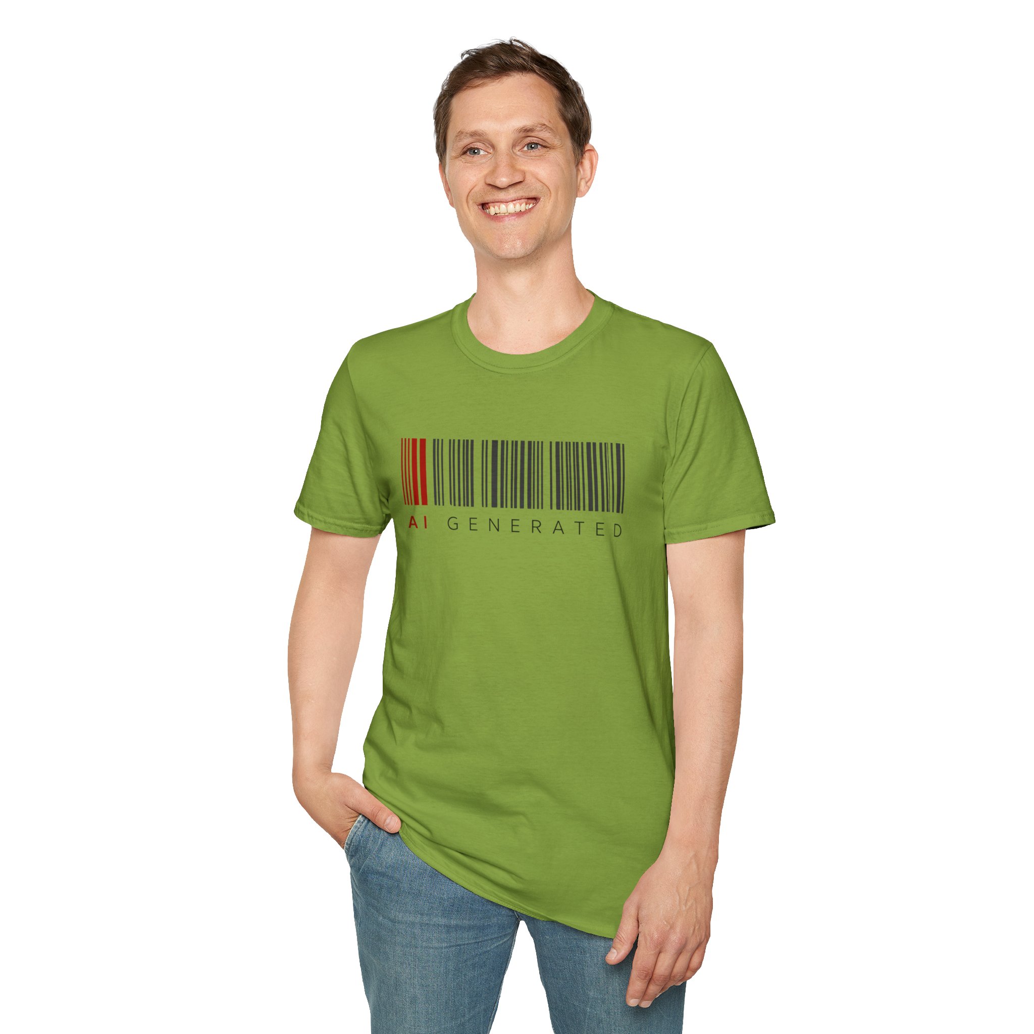 AI Generated Barcode Dark Minimalist Generative Art Graphic T-Shirt - Image 50