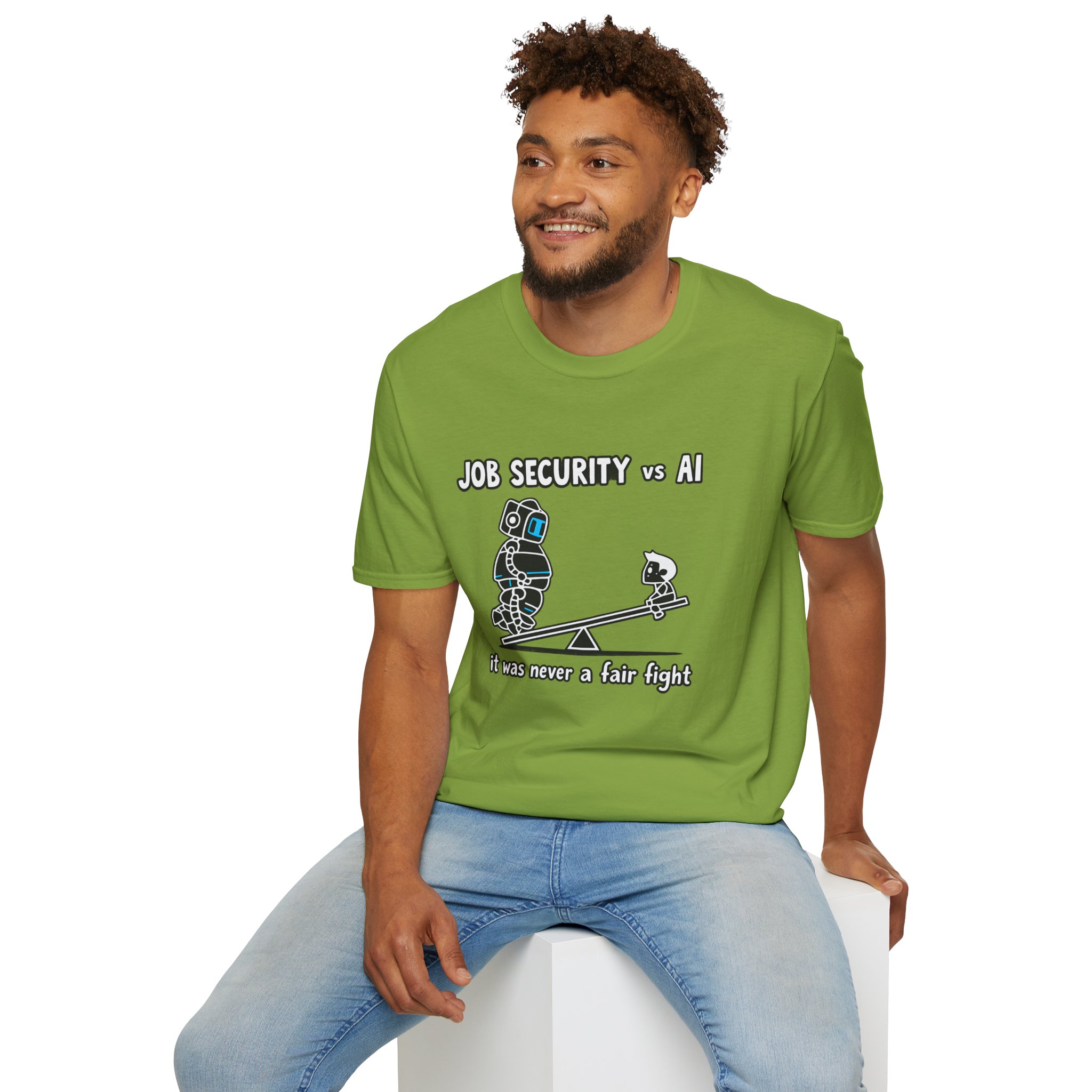 POV You're An AI And It's Monday – Funny Tired Robot Graphic T-Shirt - Image 65