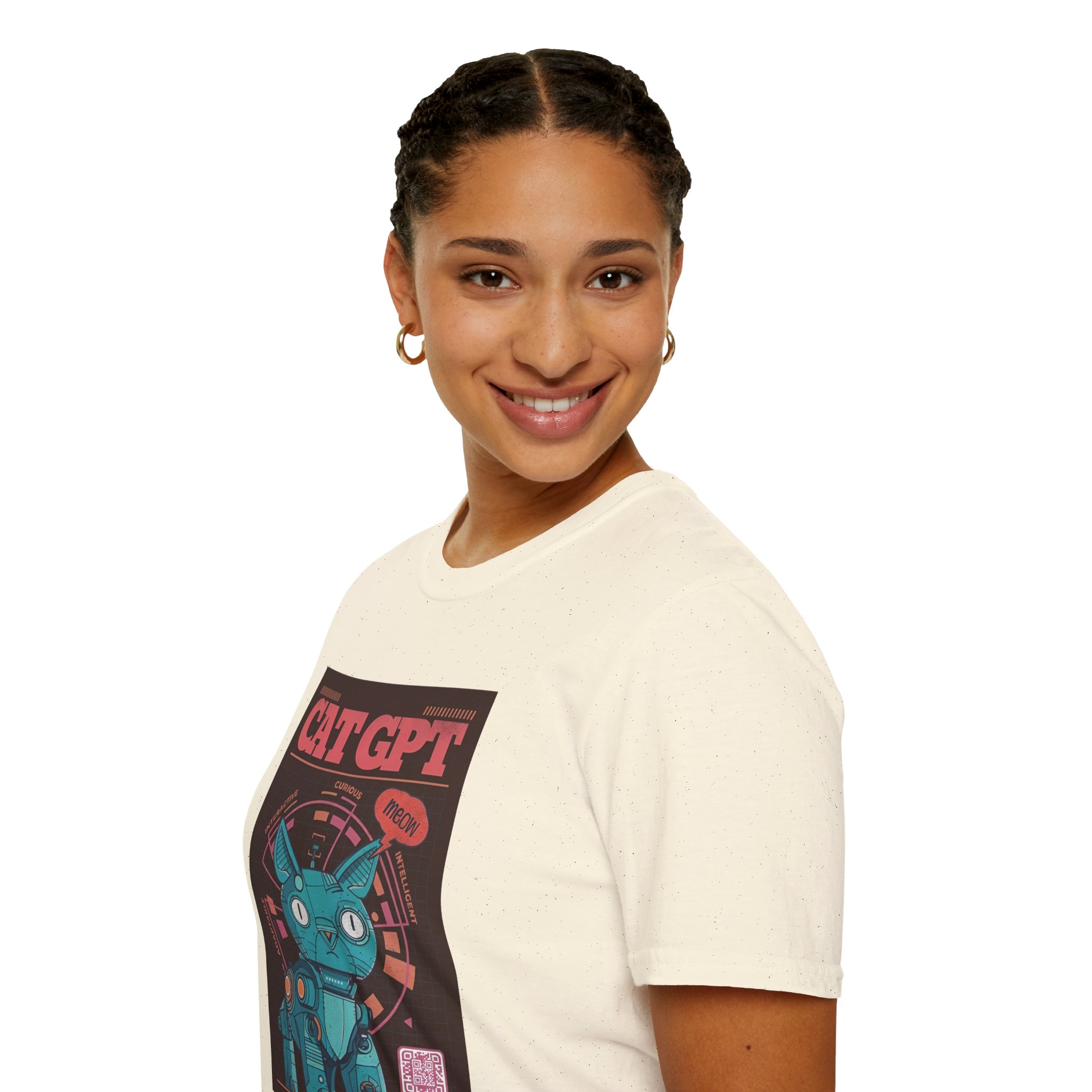 Robot Cat AI Tee | Funny Cyberpunk Cat Shirt for Tech Lovers - Image 32