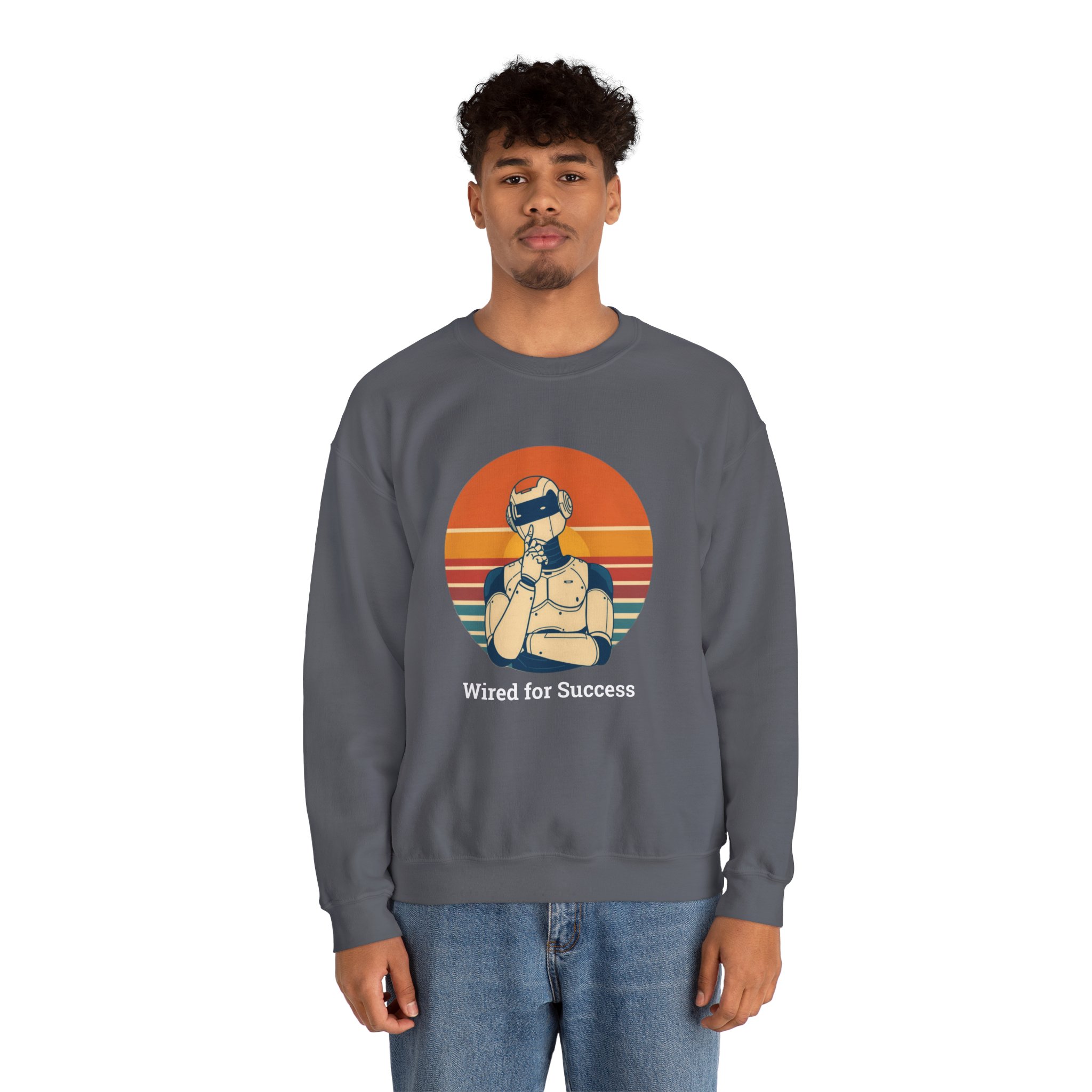Wired for Success Retro Robot Thinker AI Tech Sweatshirt Gift - Image 54