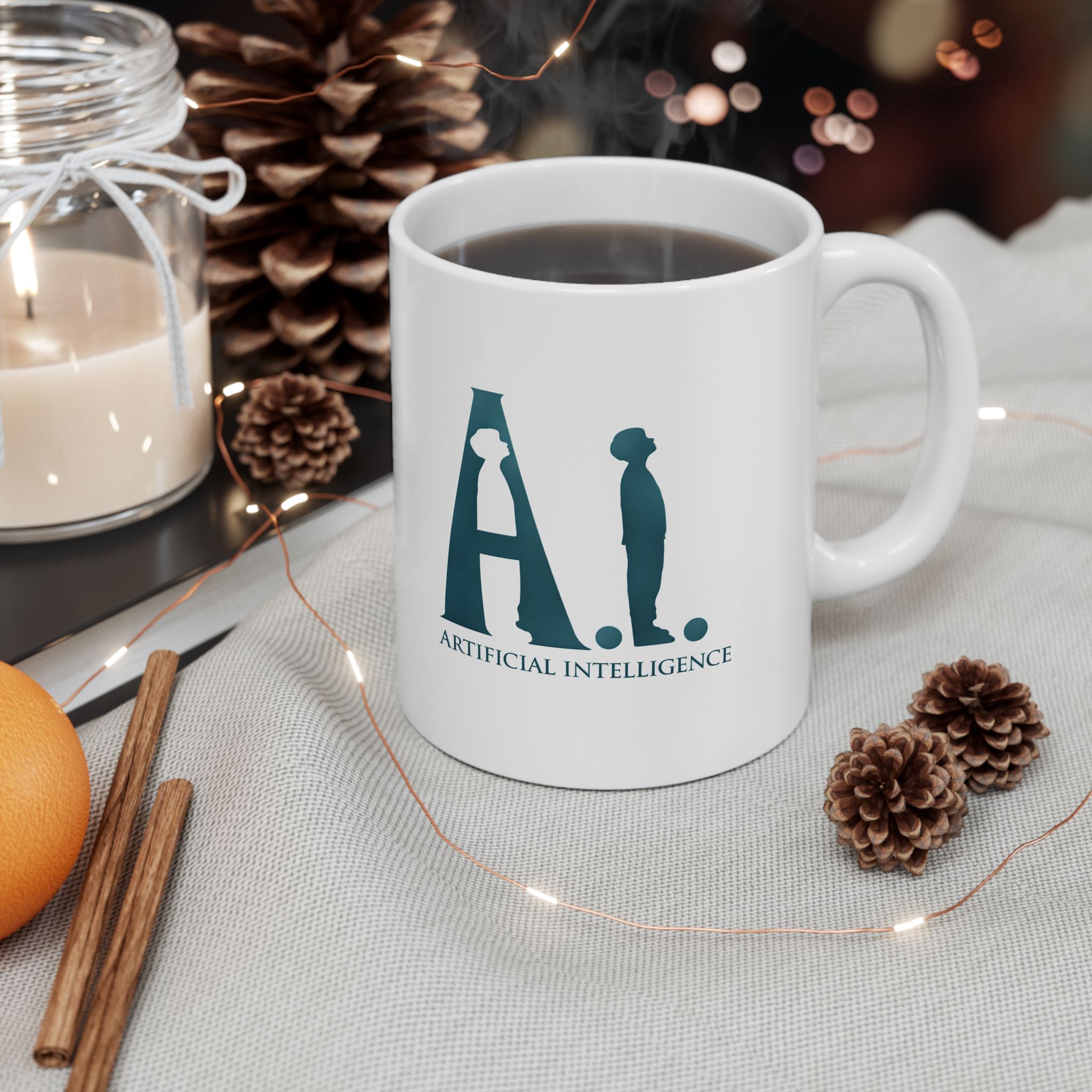 Artificial Intelligence AI Human Silhouette — Dark Minimal Tech Coffee Mug 11oz & 15oz