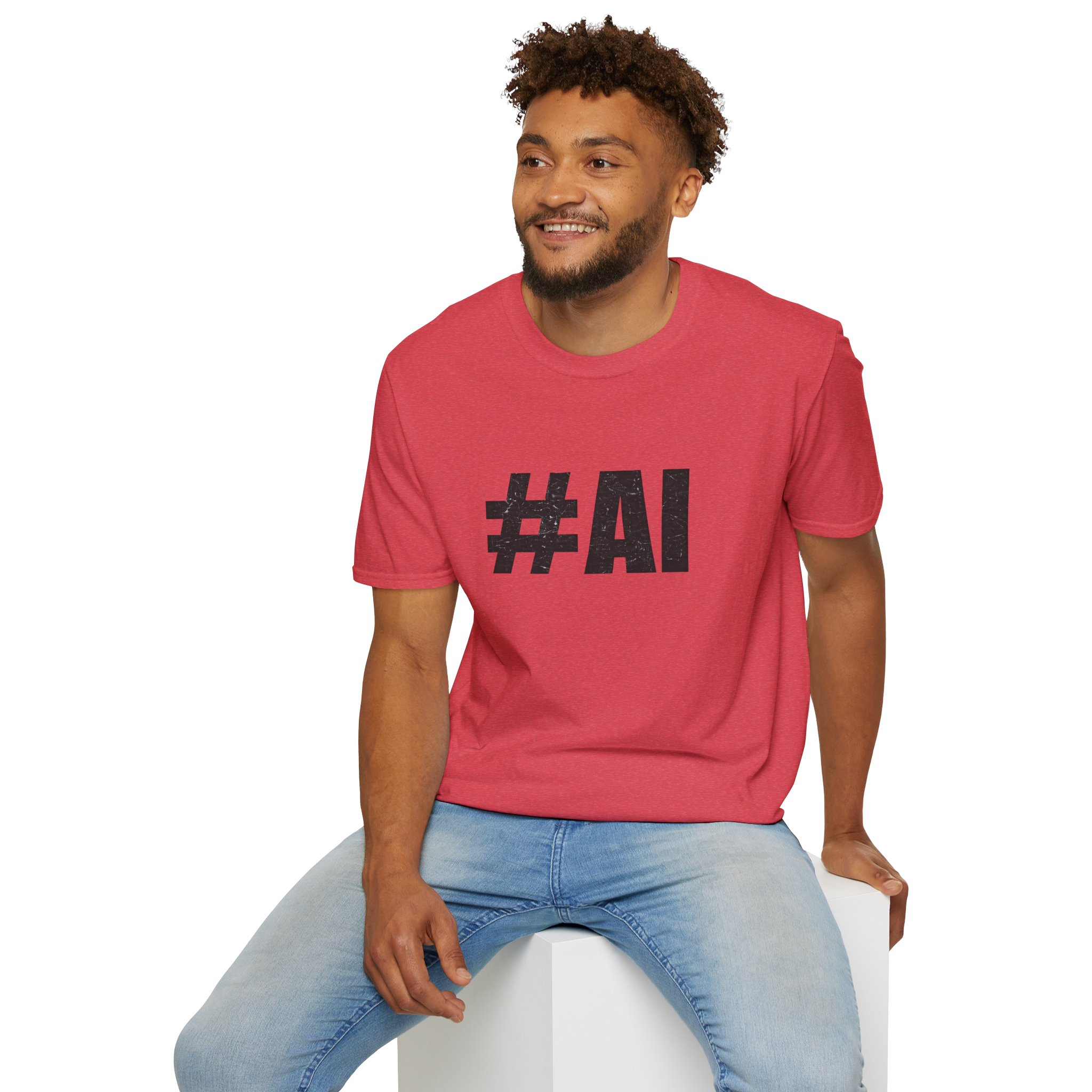 #AI Distressed Dark Minimalist Artificial Intelligence Graphic T-Shirt - Image 175