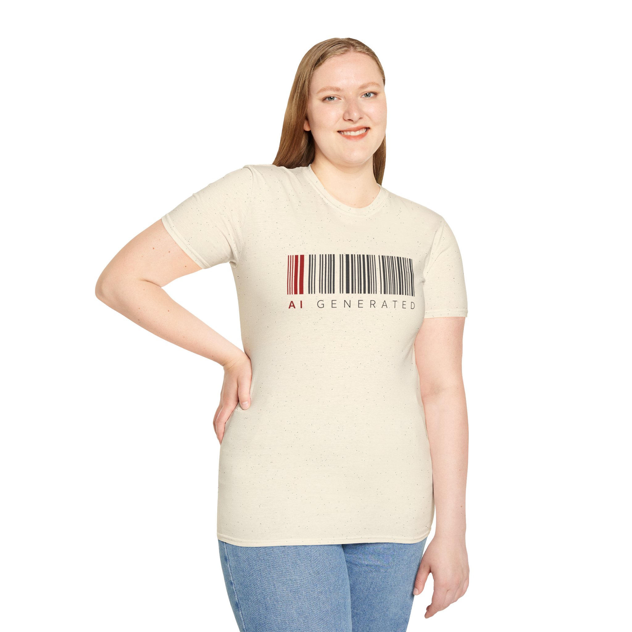 AI Generated Barcode Dark Minimalist Generative Art Graphic T-Shirt - Image 16