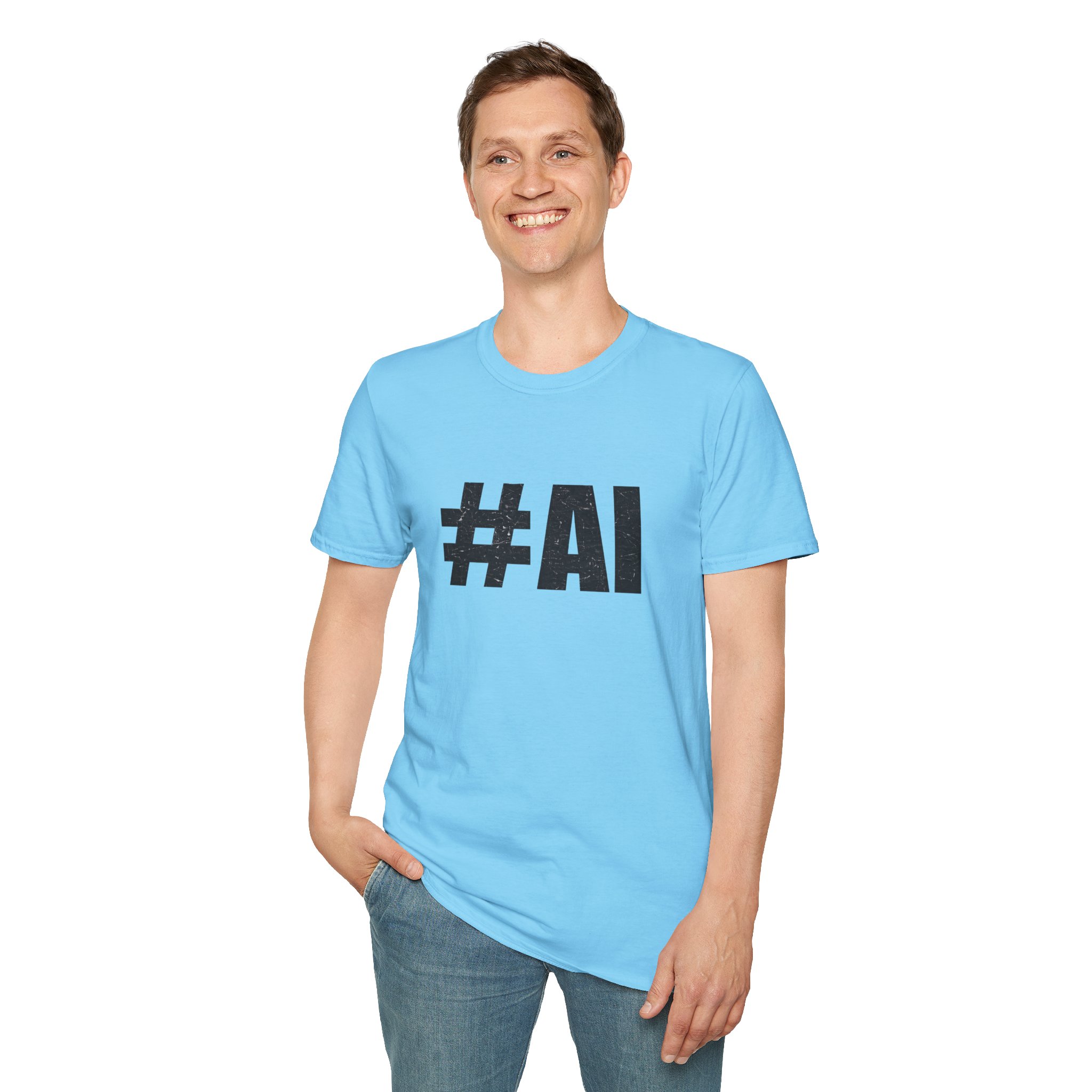 #AI Distressed Dark Minimalist Artificial Intelligence Graphic T-Shirt - Image 105
