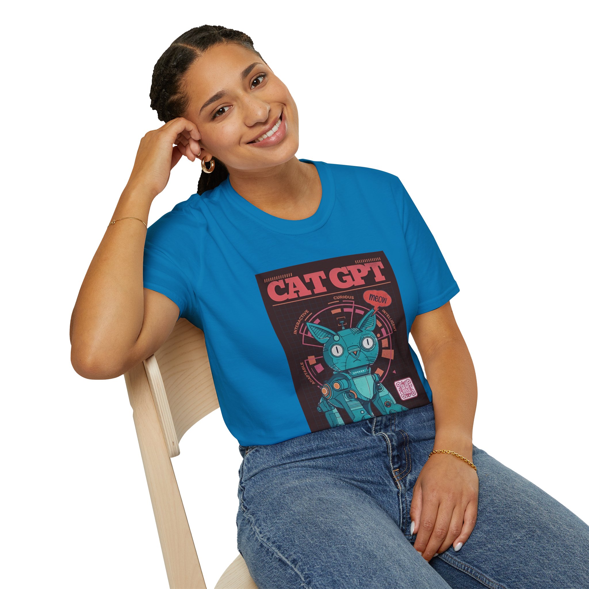 Robot Cat AI Tee | Funny Cyberpunk Cat Shirt for Tech Lovers - Image 96