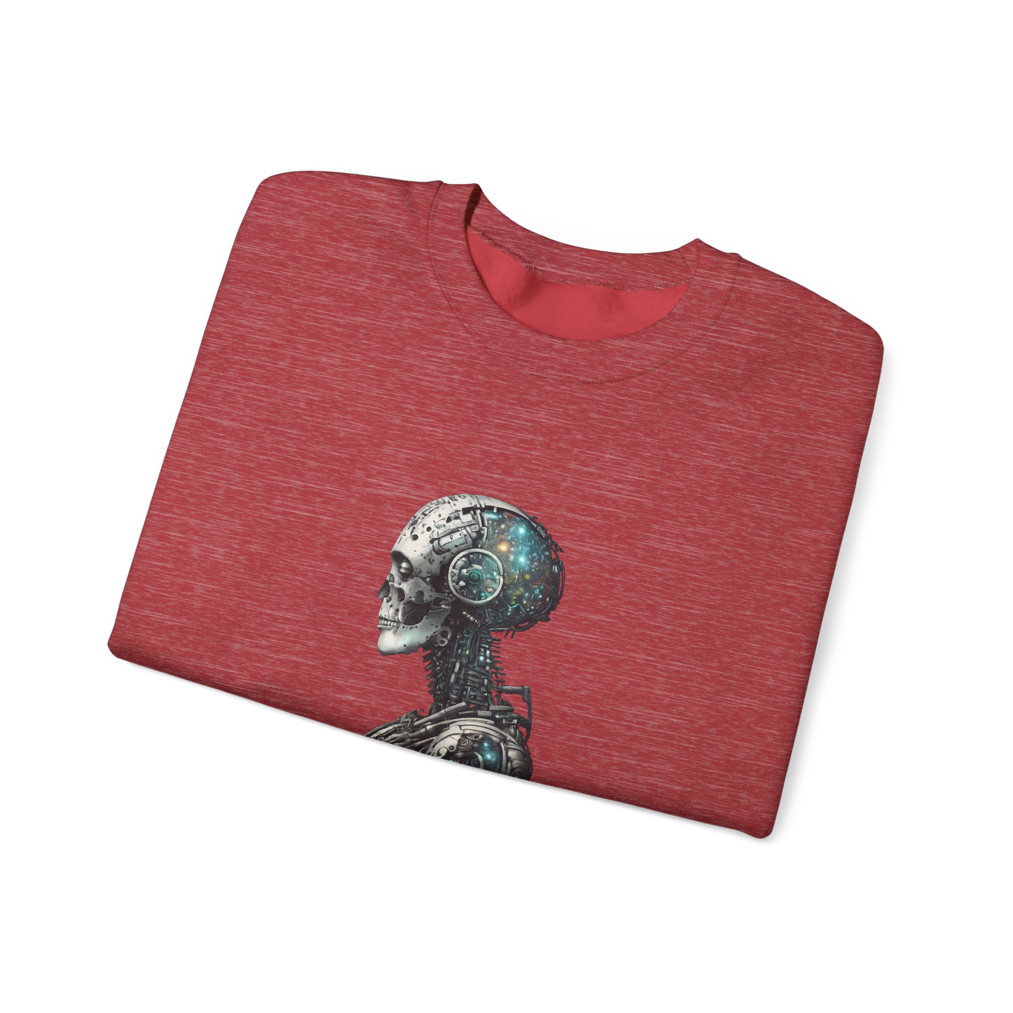 Cosmic Cyber Skull – Dark Cyberpunk Biomechanical Crewneck Sweatshirt - Image 129
