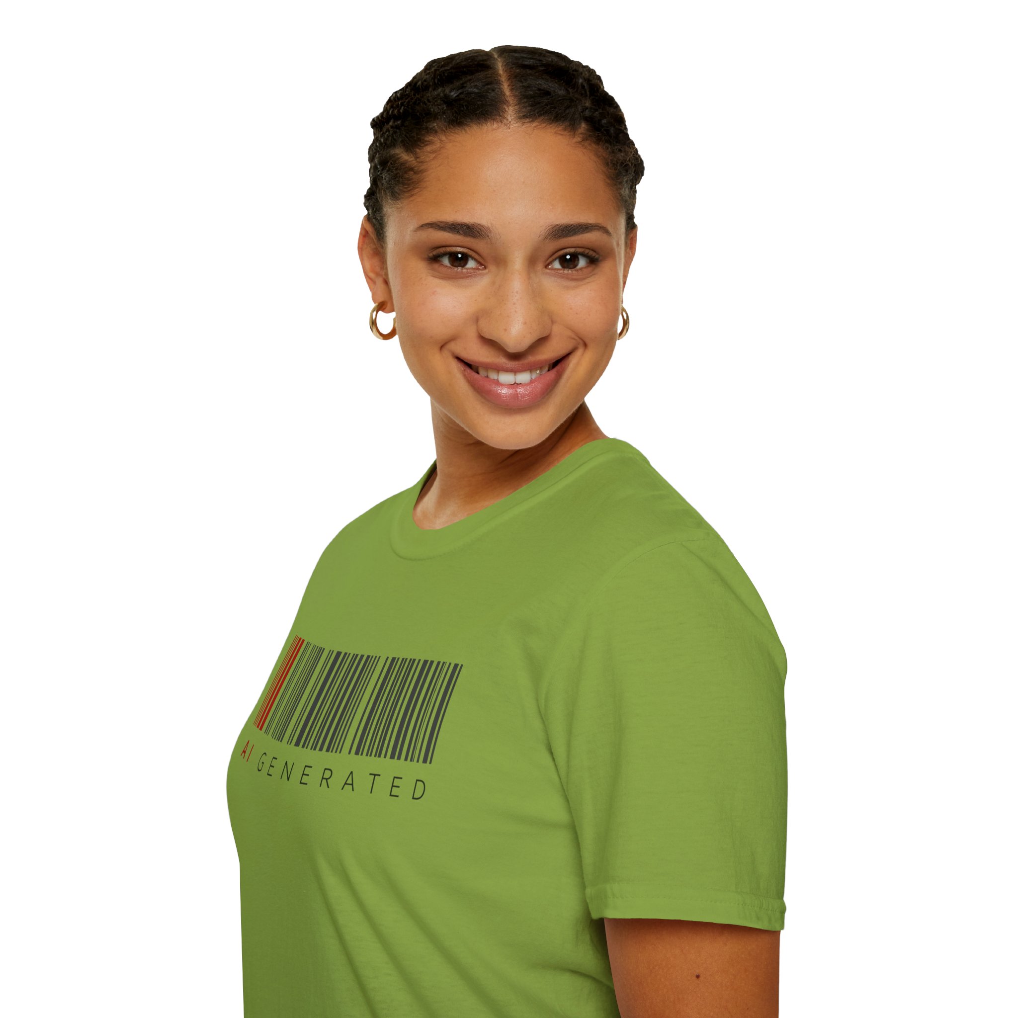 AI Generated Barcode Dark Minimalist Generative Art Graphic T-Shirt - Image 51