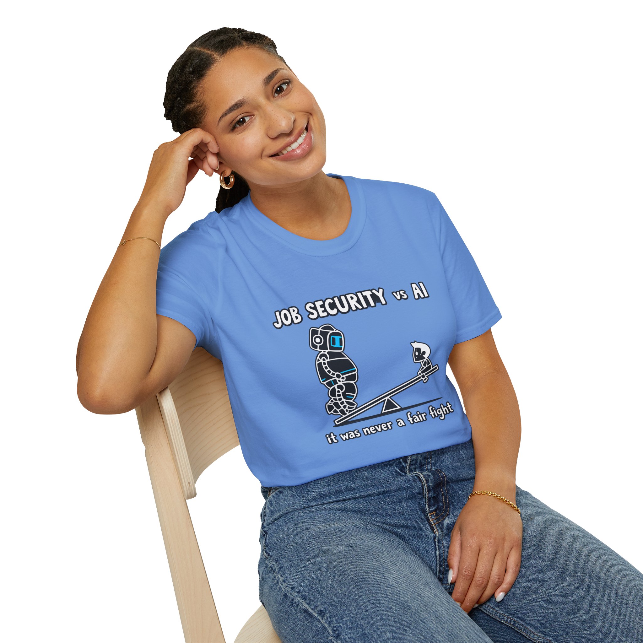 POV You're An AI And It's Monday – Funny Tired Robot Graphic T-Shirt - Image 96