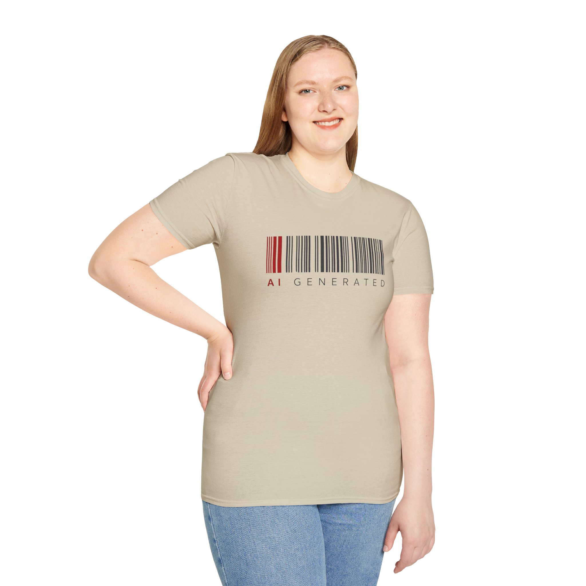 AI Generated Barcode Dark Minimalist Generative Art Graphic T-Shirt - Image 38