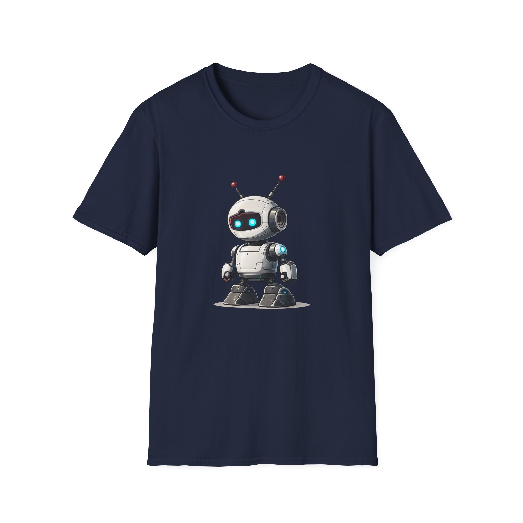 Cute Robot Glowing Eyes – Funny AI Tech Mascot Graphic T-Shirt - Image 122