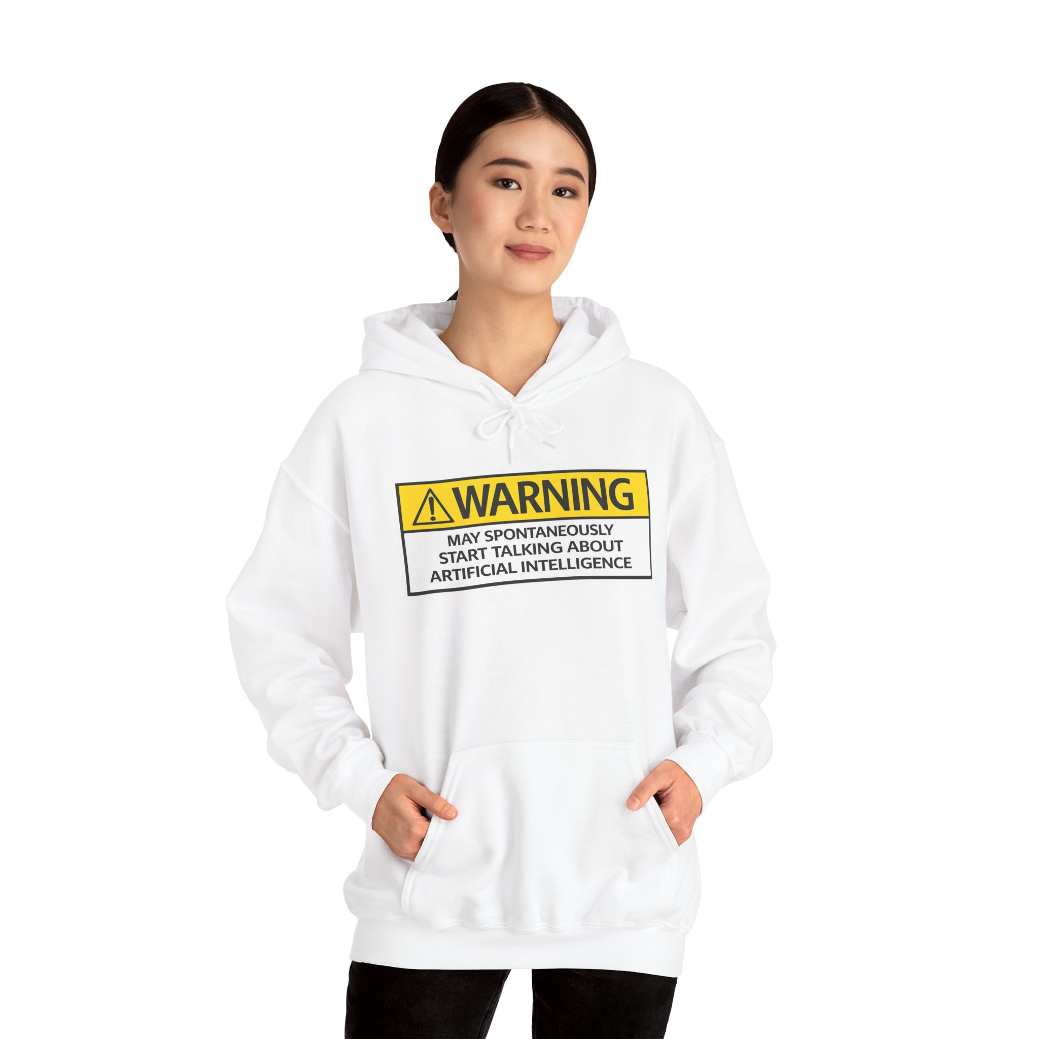 Warning May Talk About AI Hoodie | Funny Artificial Intelligence Sweatshirt - Image 11