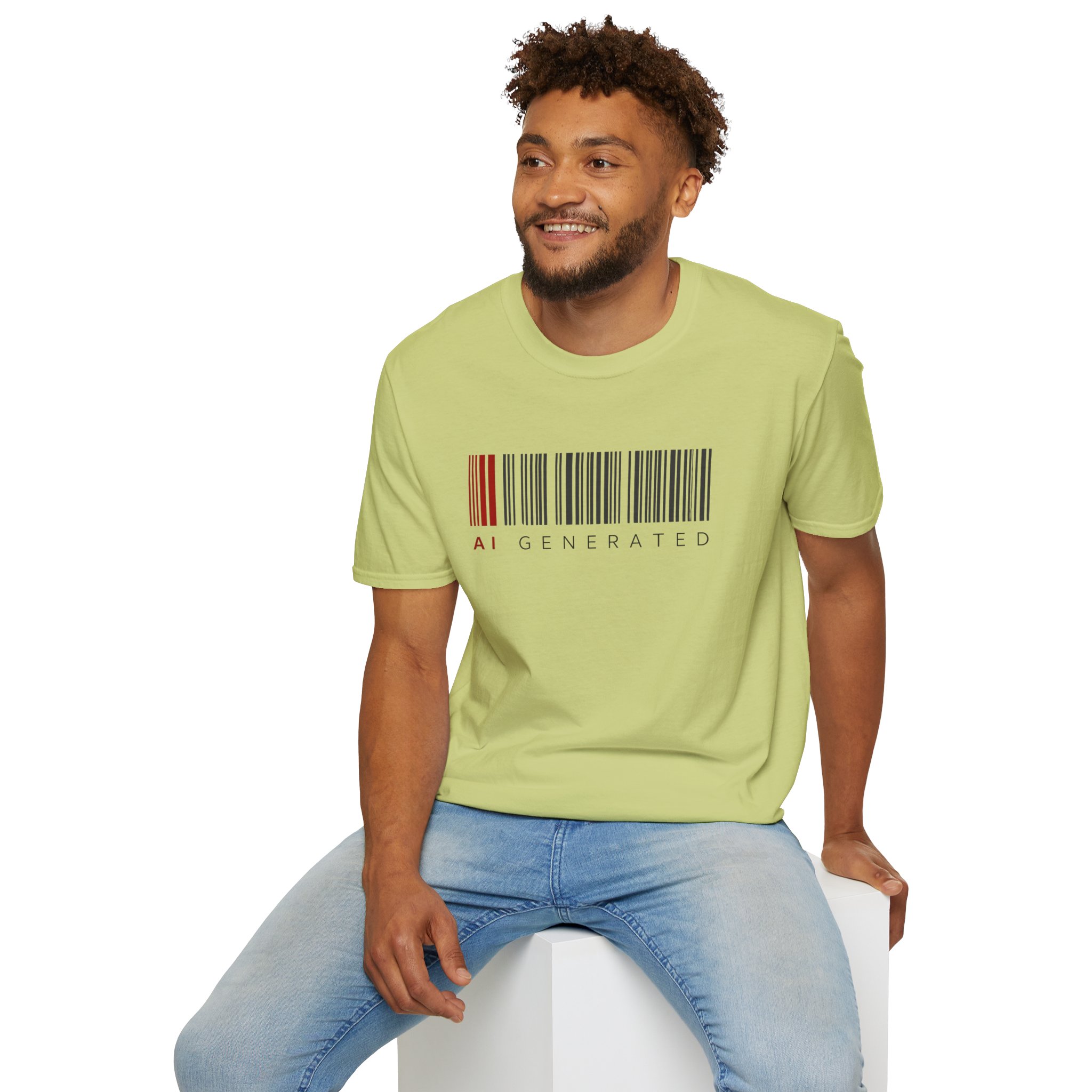 AI Generated Barcode Dark Minimalist Generative Art Graphic T-Shirt - Image 164