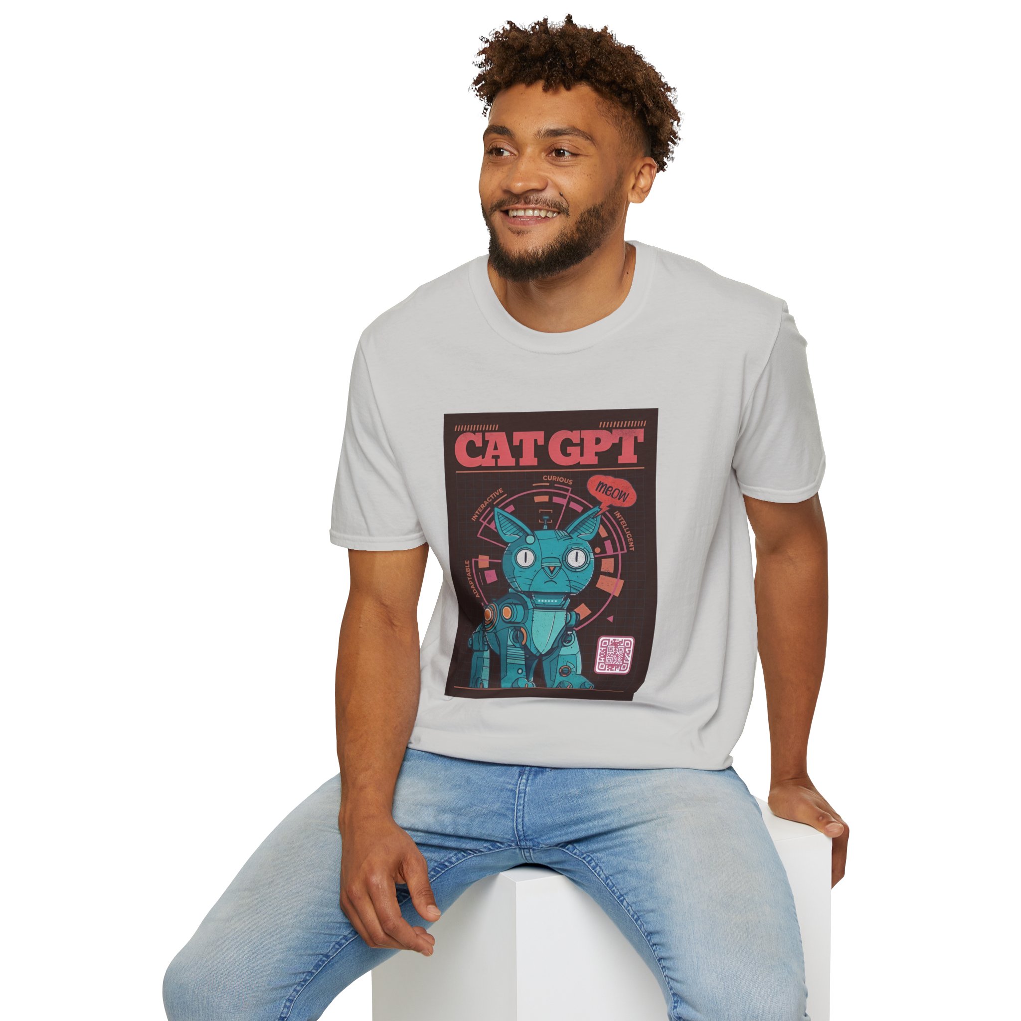 Robot Cat AI Tee | Funny Cyberpunk Cat Shirt for Tech Lovers - Image 89