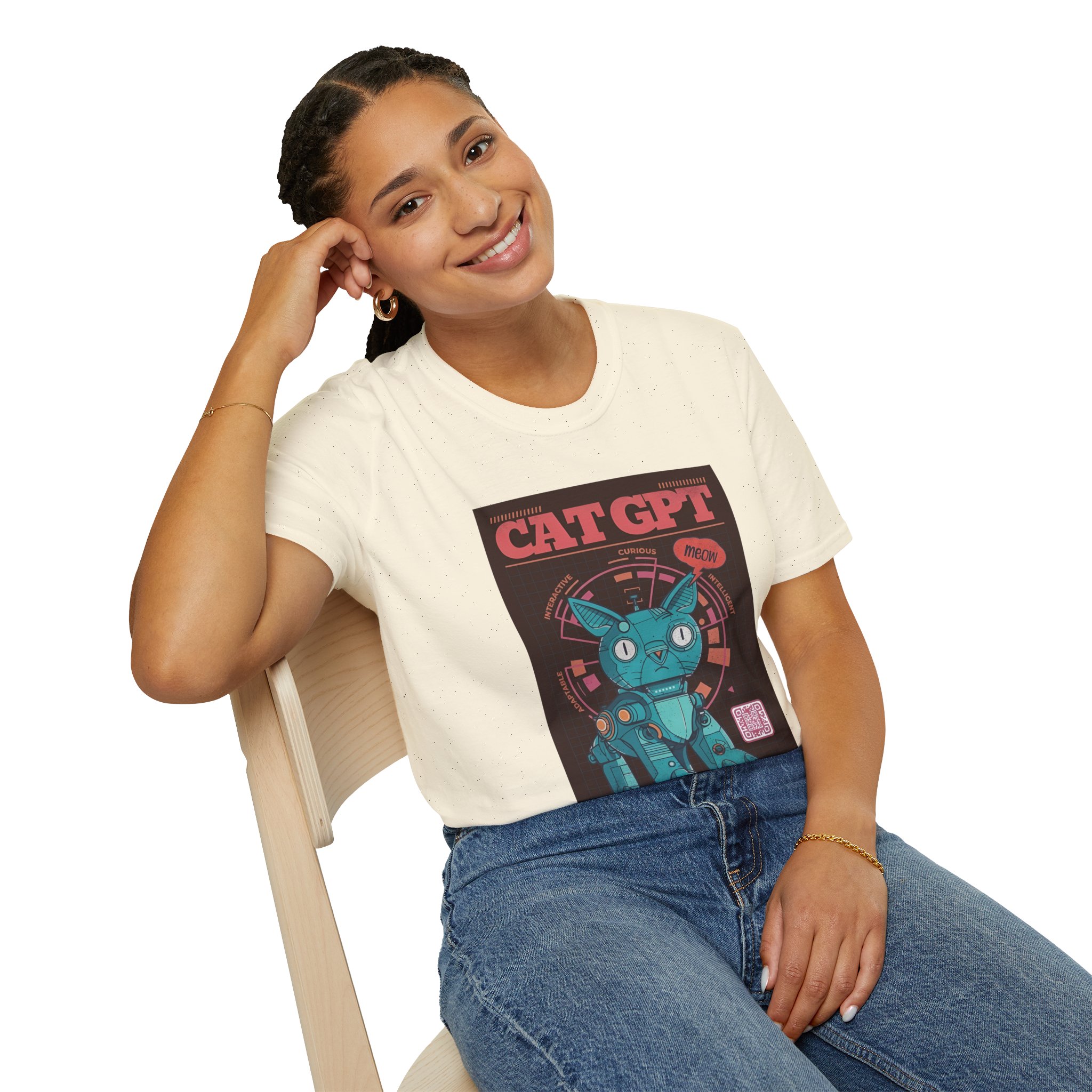 Robot Cat AI Tee | Funny Cyberpunk Cat Shirt for Tech Lovers - Image 33