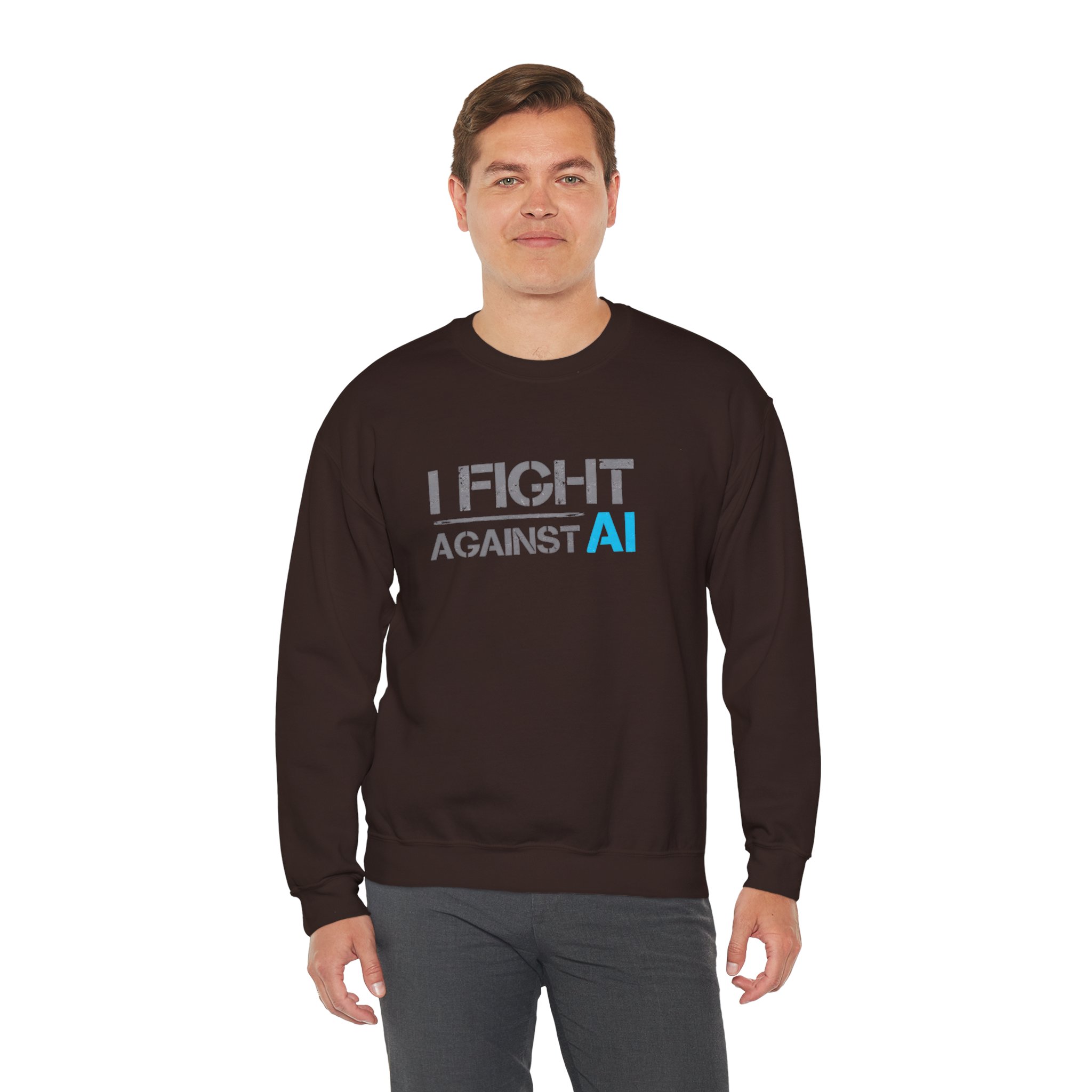 I Fight Against AI – Human Creativity Resistance Crewneck Sweatshirt - Image 6