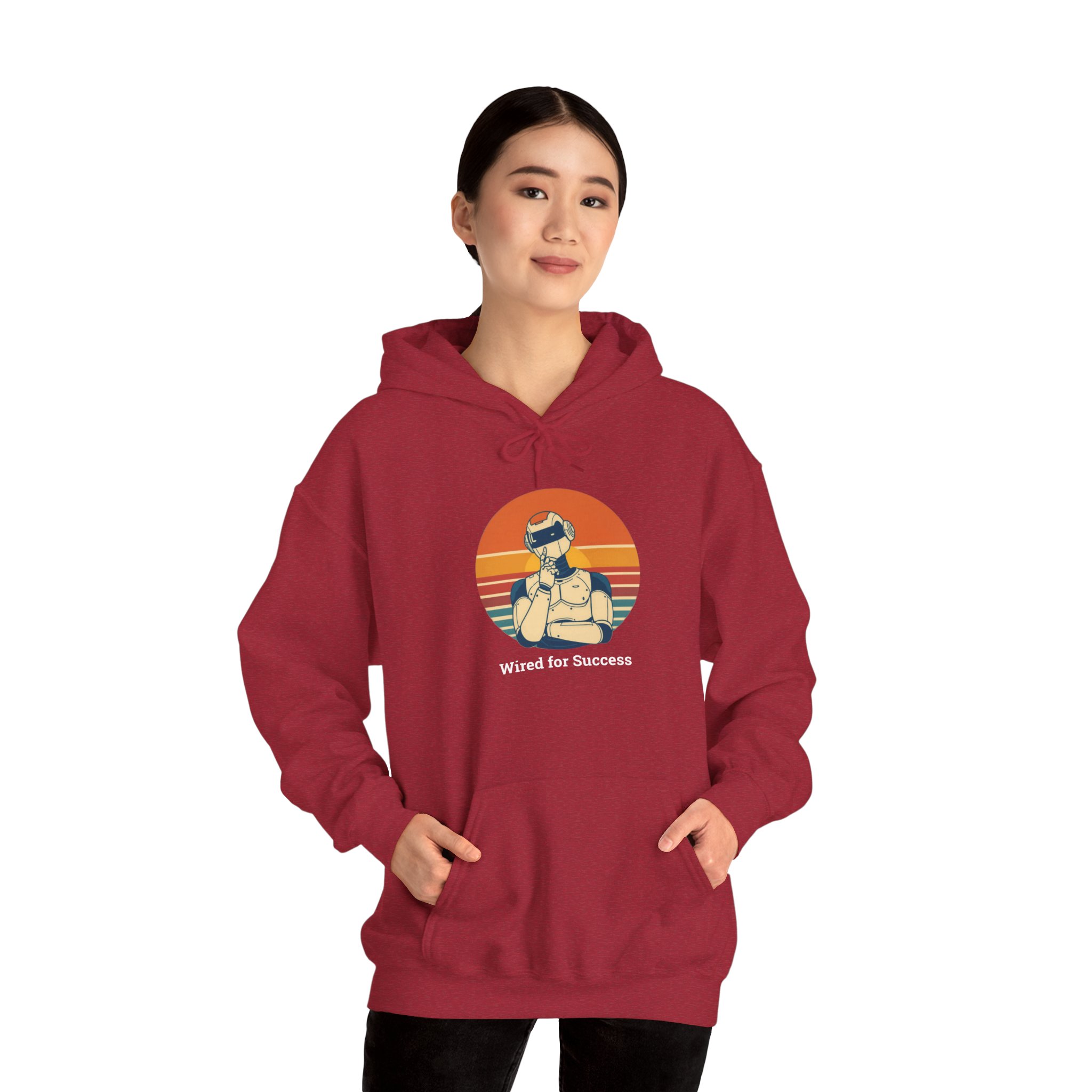 Wired for Success Retro Robot AI Hoodie Tech Gift Hooded Sweatshirt - Image 85