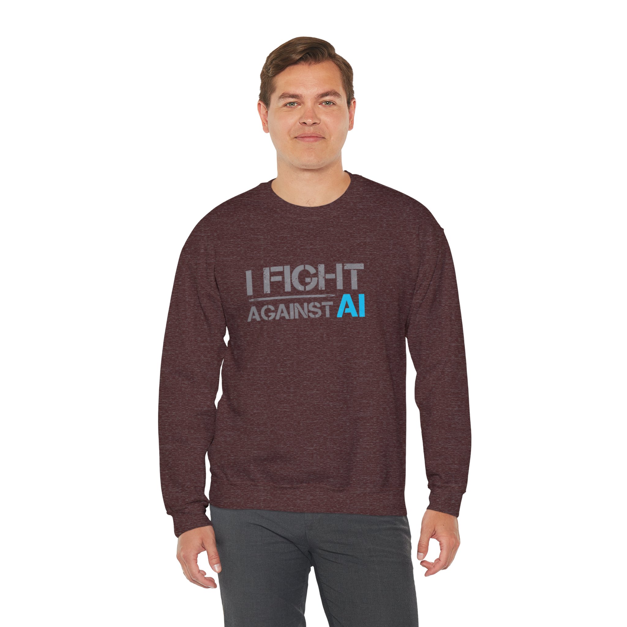I Fight Against AI – Human Creativity Resistance Crewneck Sweatshirt - Image 11