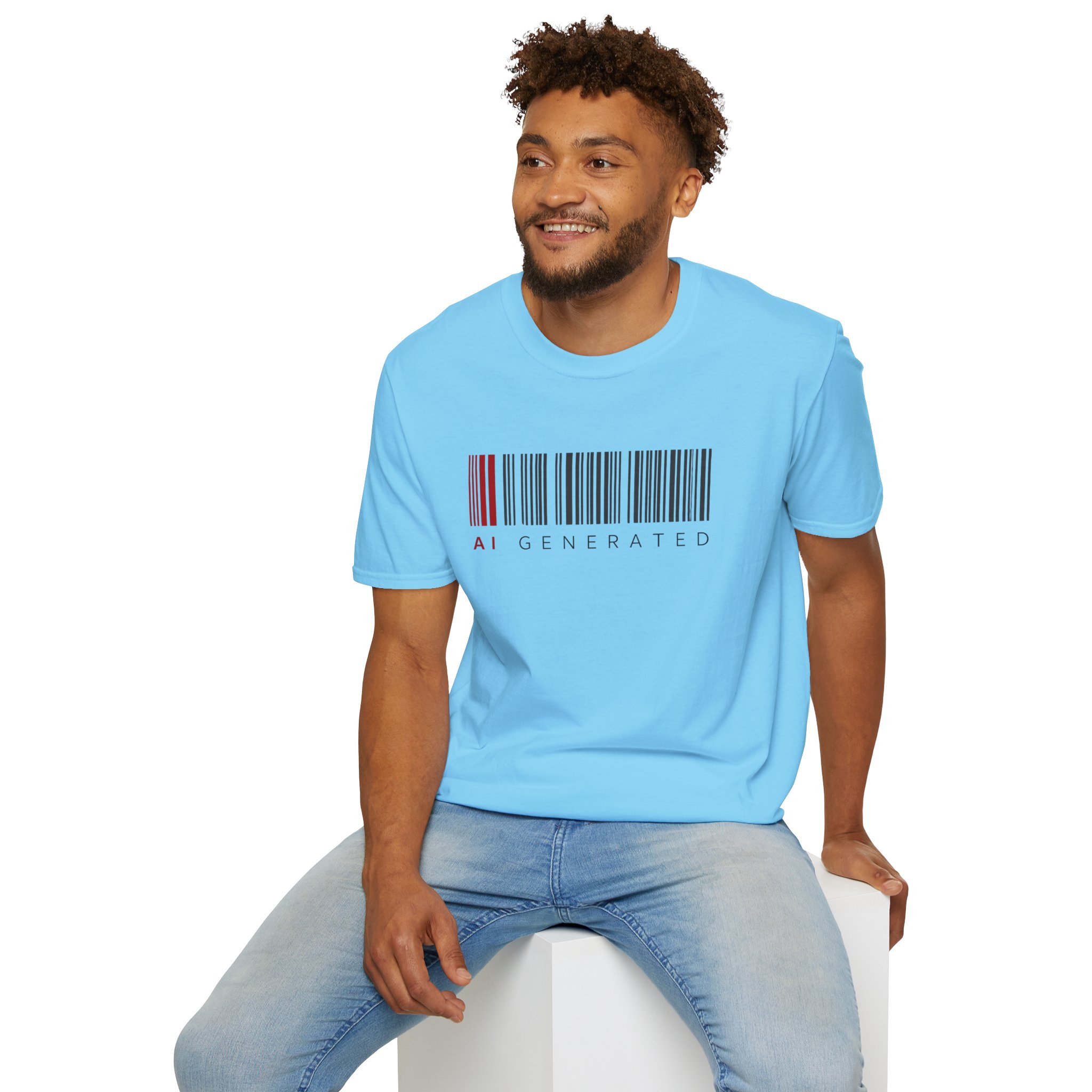 AI Generated Barcode Dark Minimalist Generative Art Graphic T-Shirt - Image 120
