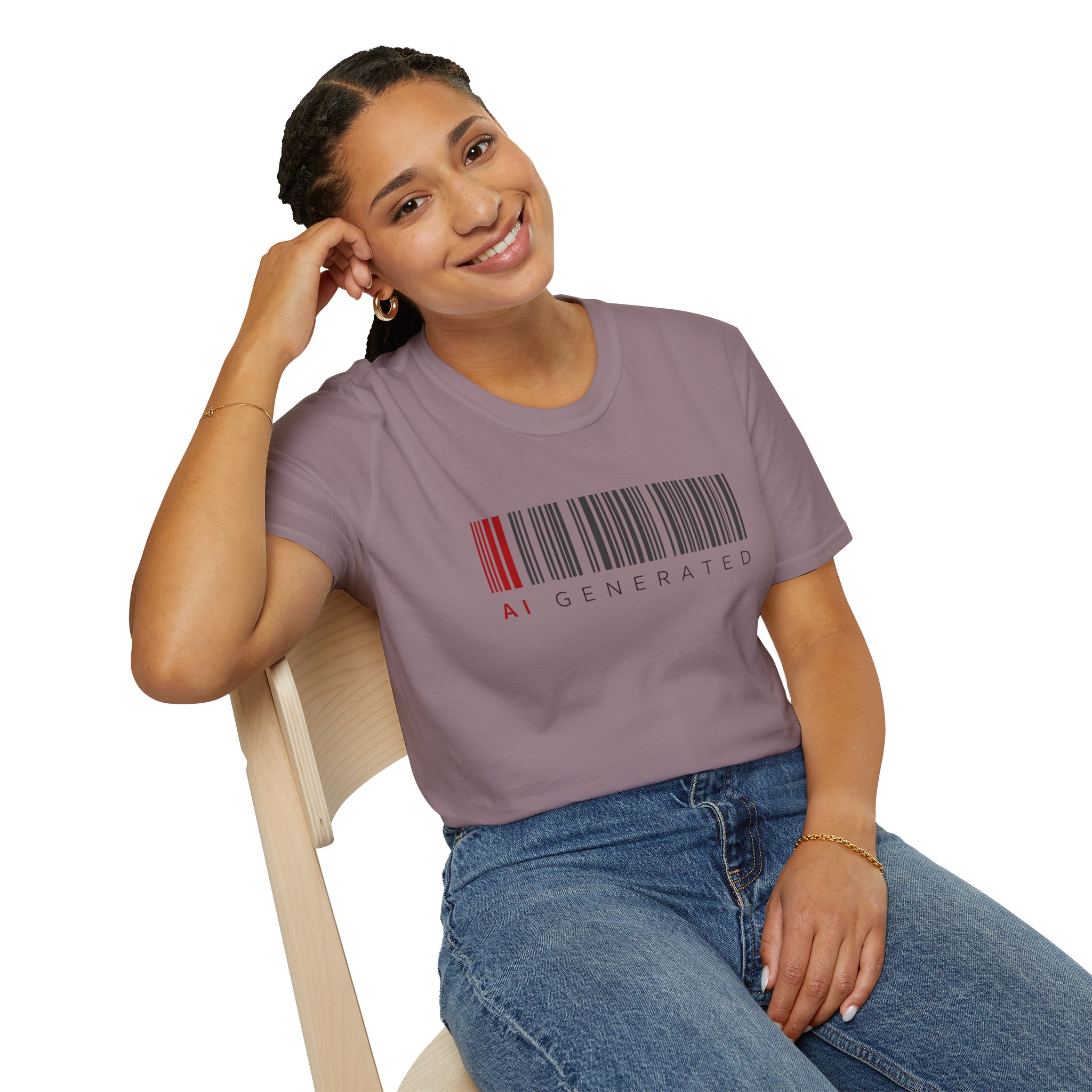 AI Generated Barcode Dark Minimalist Generative Art Graphic T-Shirt - Image 151