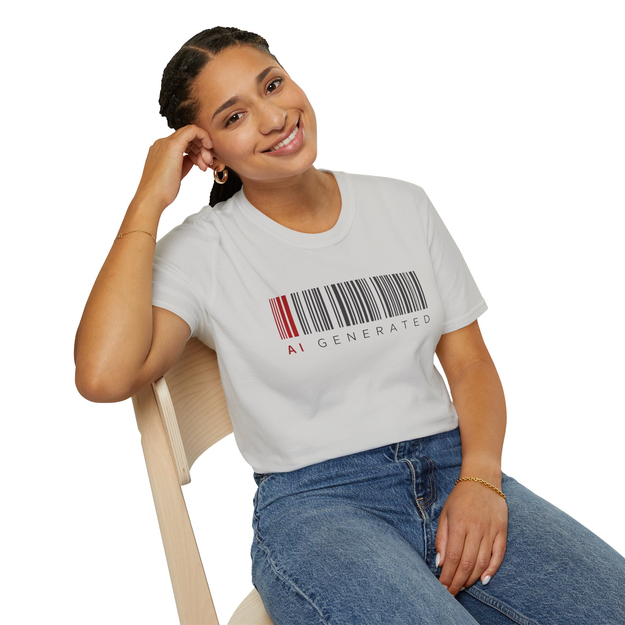 AI Generated Barcode Dark Minimalist Generative Art Graphic T-Shirt - Image 63
