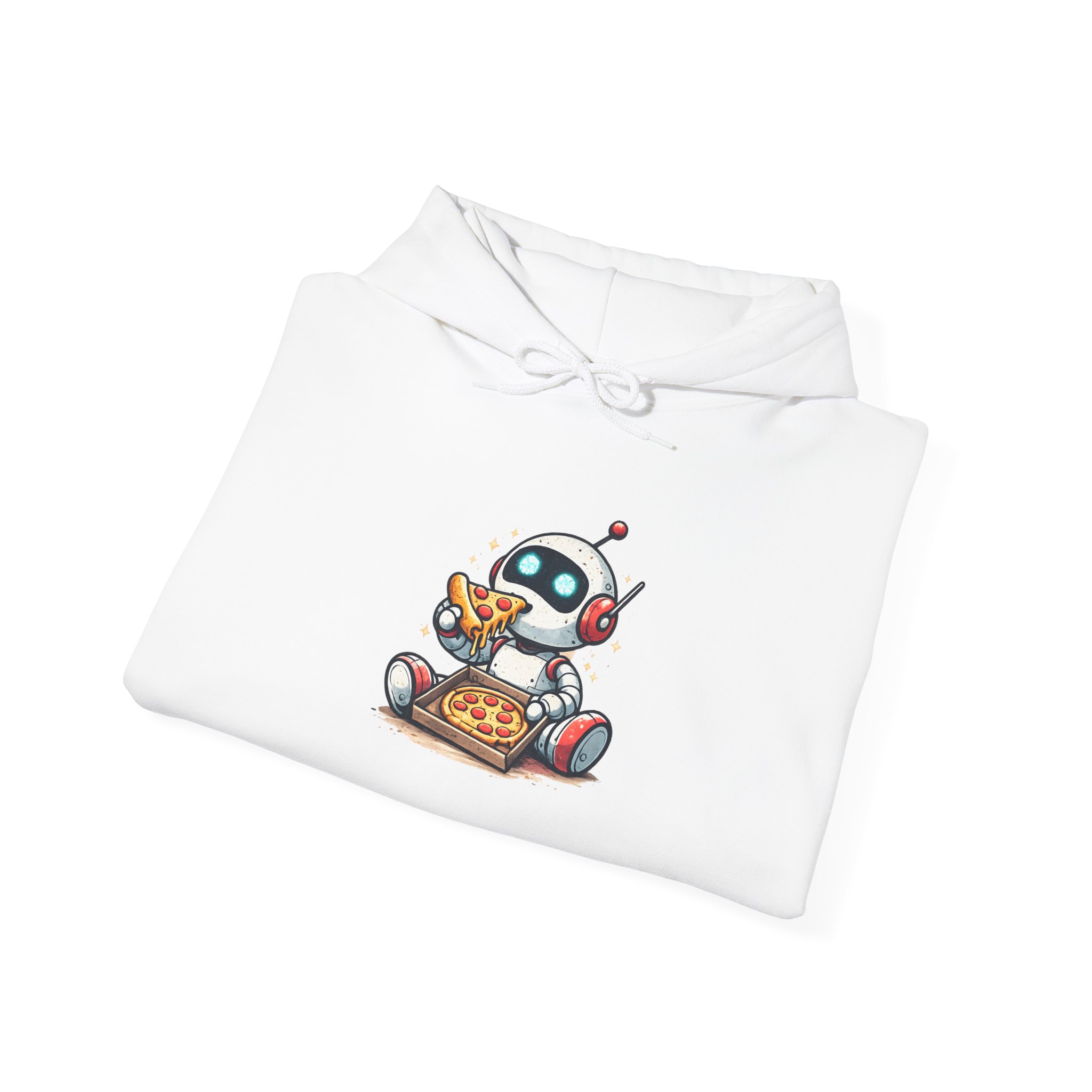 Robot Eating Pizza – Cute AI Tech Humor Graphic Pullover Hoodie - Image 22