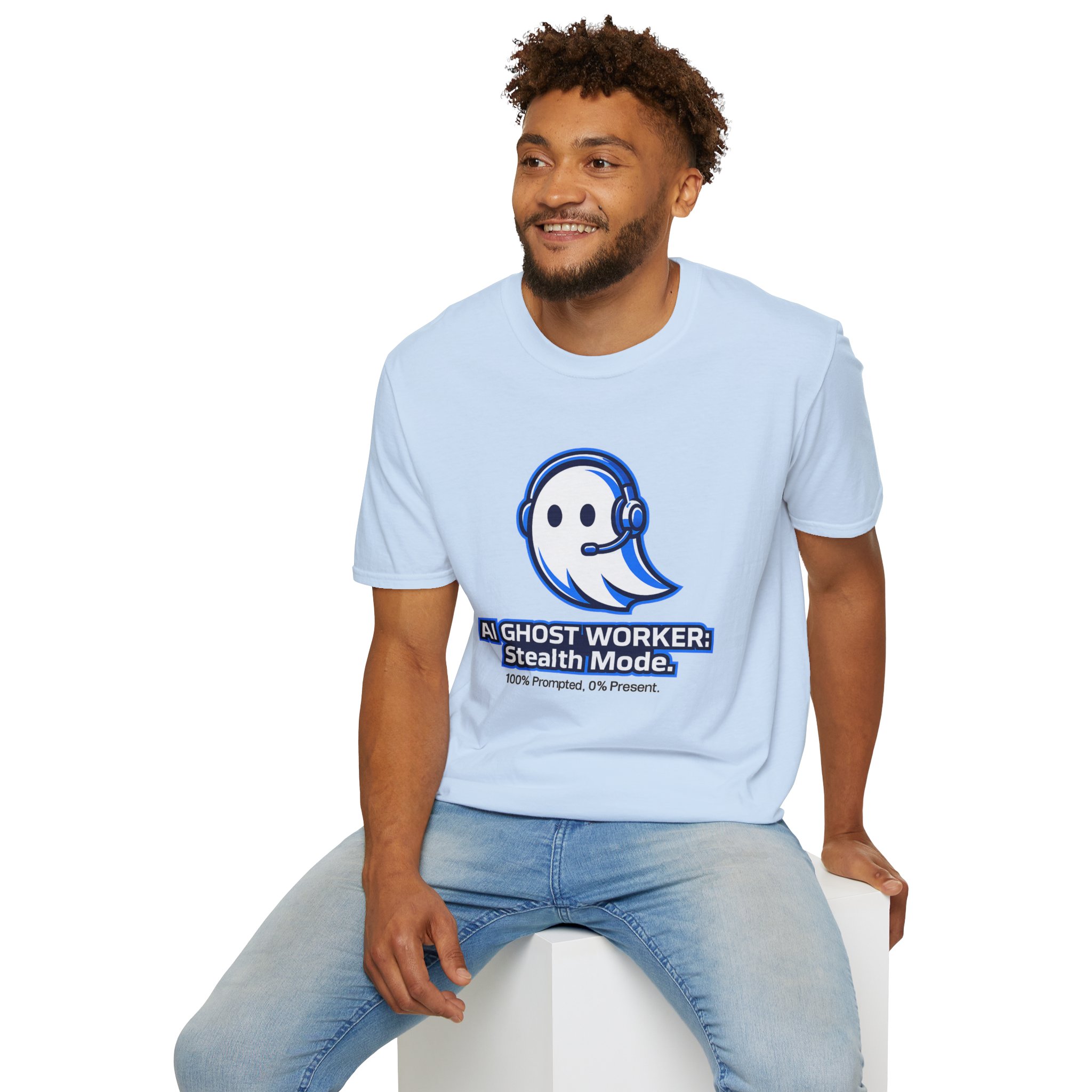 AI Ghost Worker Stealth Mode – 100% Prompted 0% Present Funny T-Shirt - Image 76