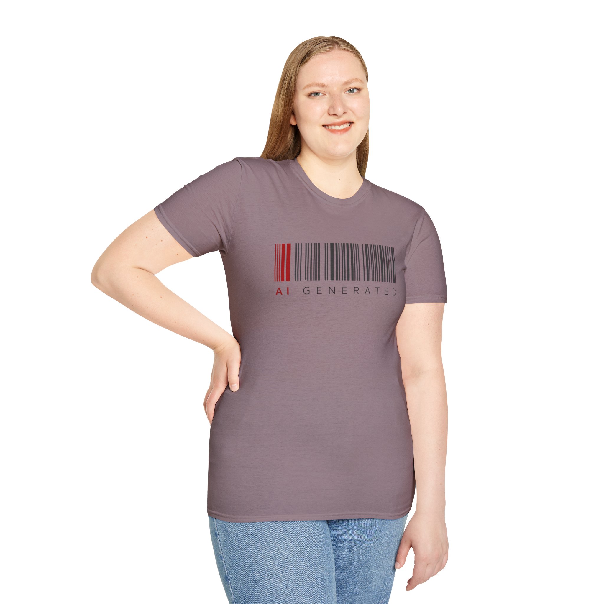 AI Generated Barcode Dark Minimalist Generative Art Graphic T-Shirt - Image 148