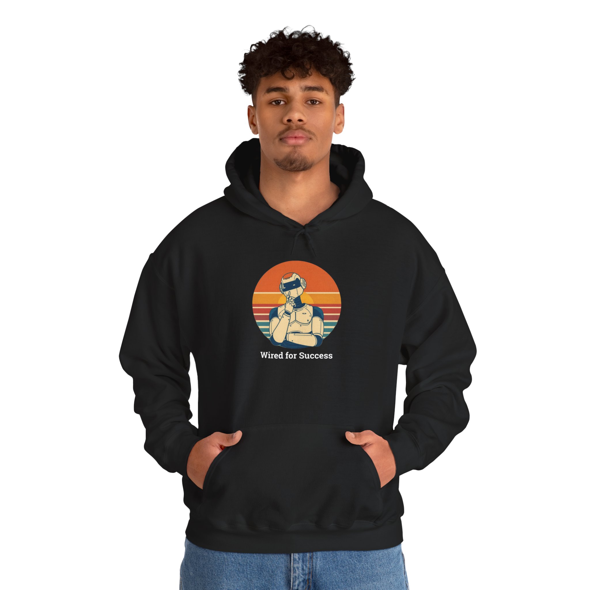 Wired for Success Retro Robot AI Hoodie Tech Gift Hooded Sweatshirt - Image 14