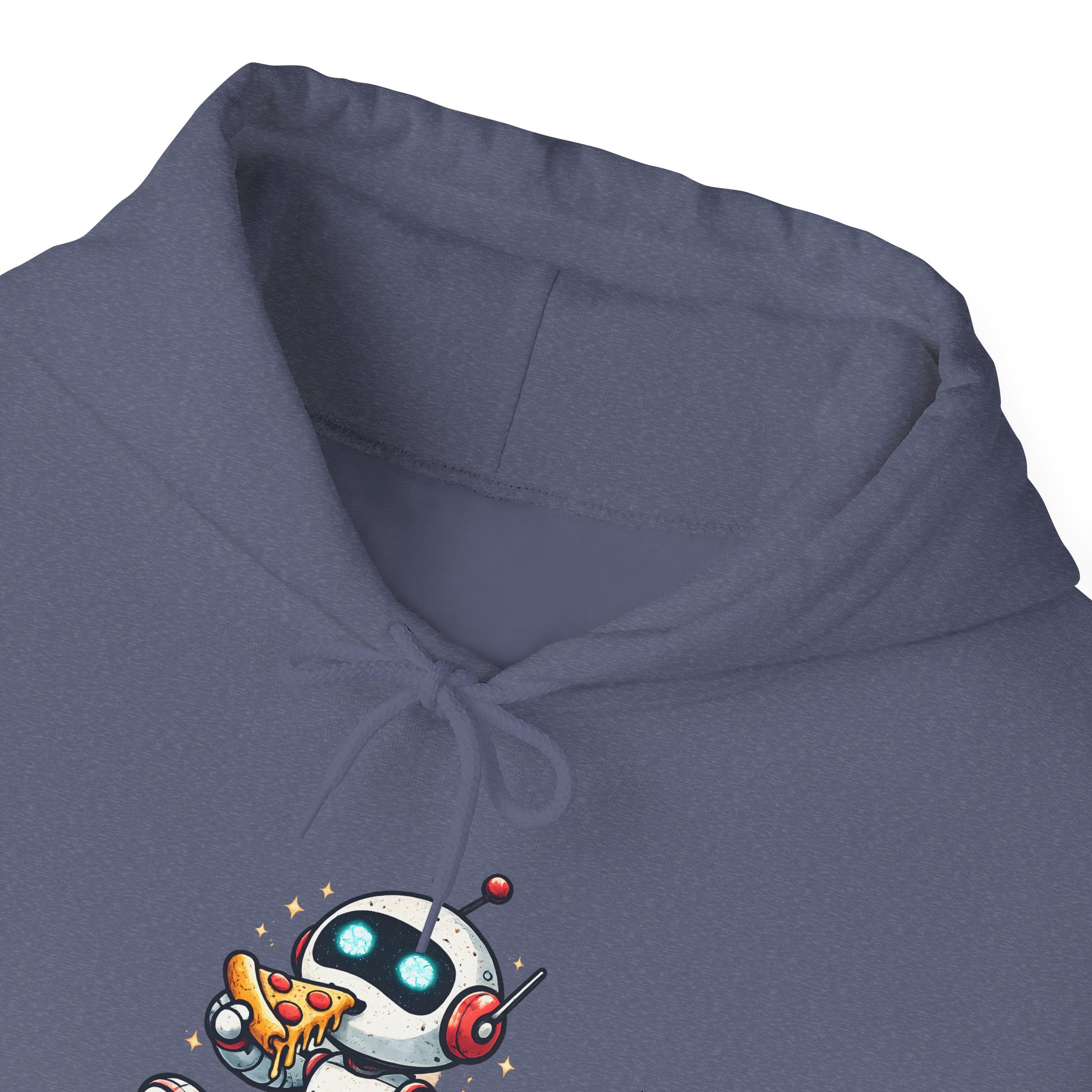 Robot Eating Pizza – Cute AI Tech Humor Graphic Pullover Hoodie - Image 125