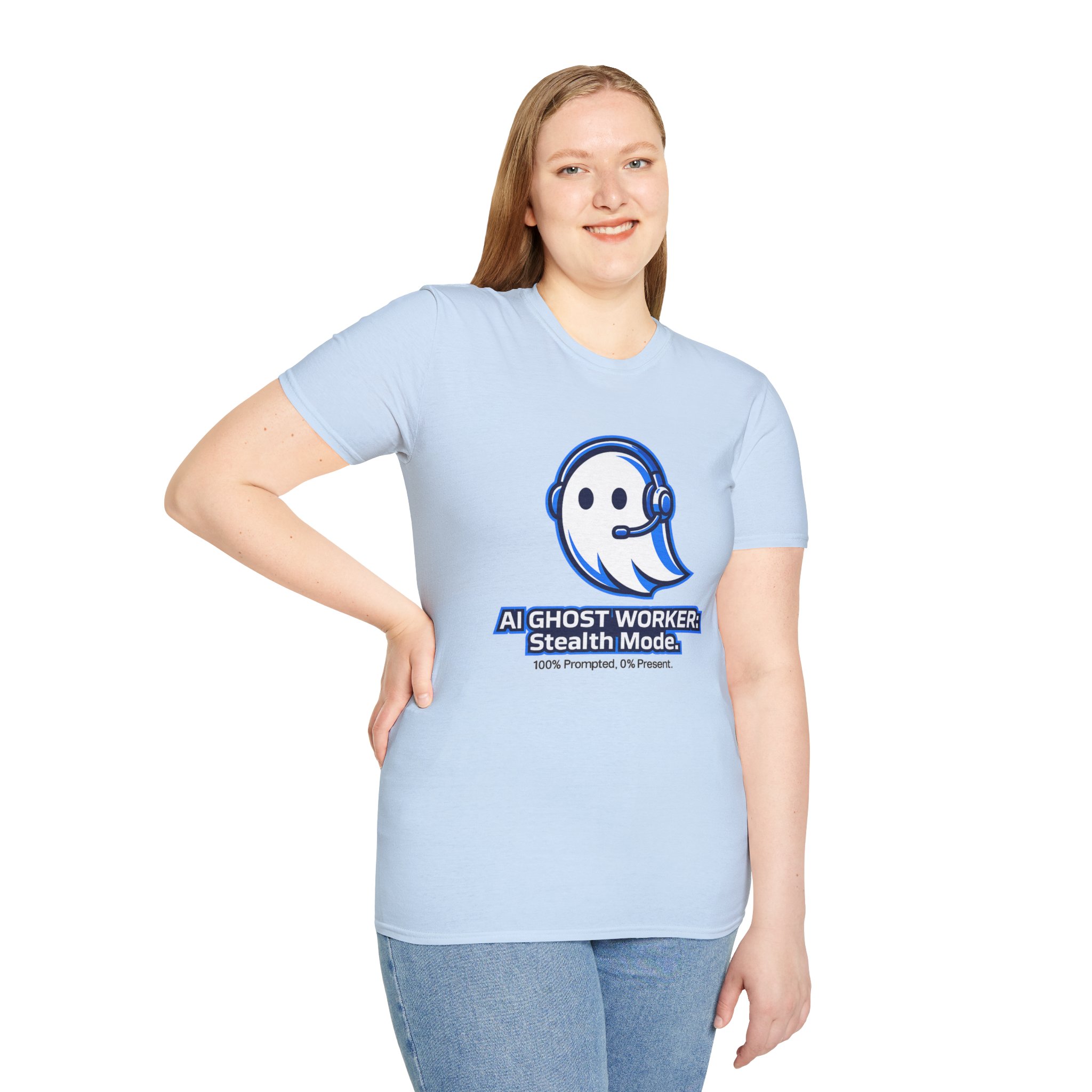 AI Ghost Worker Stealth Mode – 100% Prompted 0% Present Funny T-Shirt - Image 71