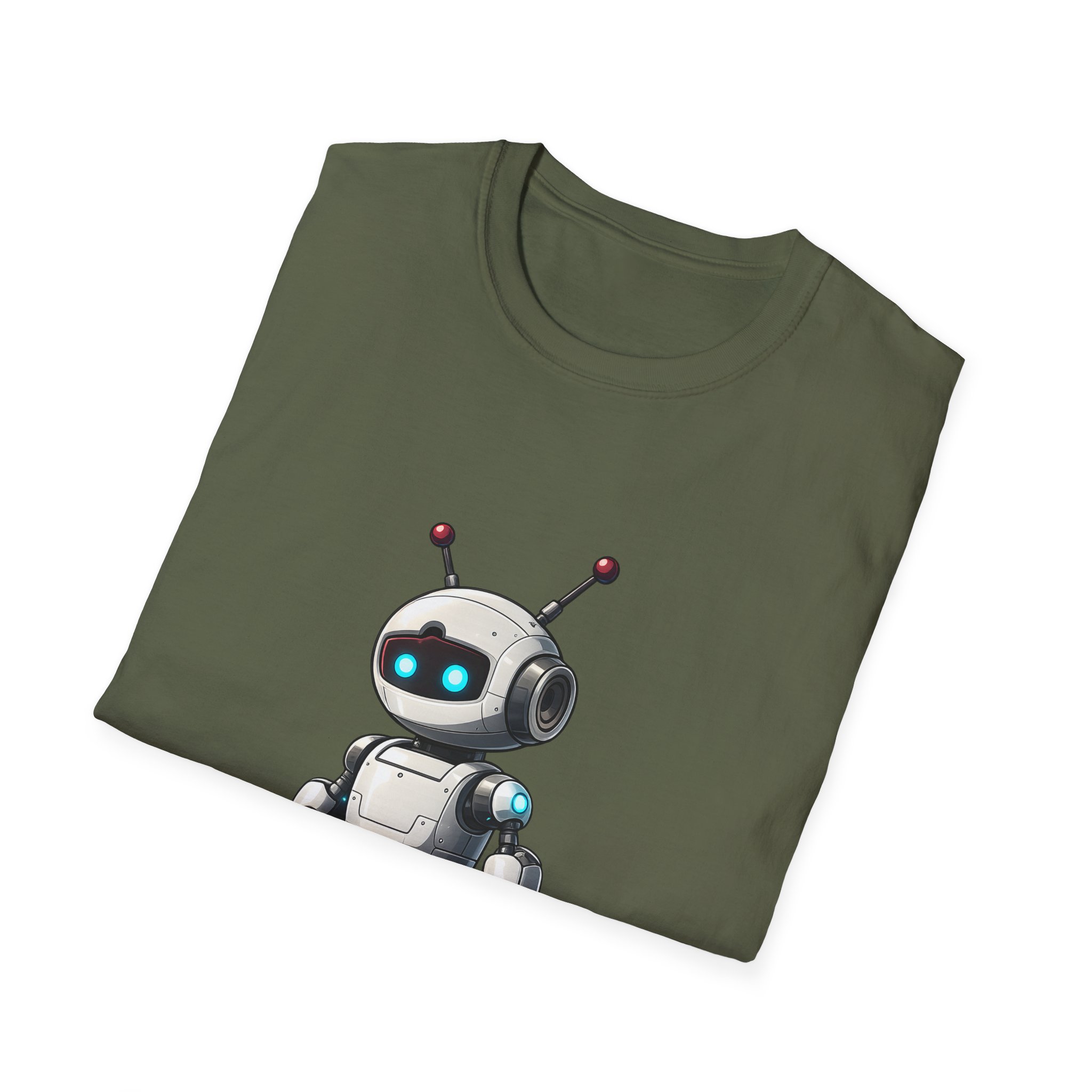 Cute Robot Glowing Eyes – Funny AI Tech Mascot Graphic T-Shirt - Image 81