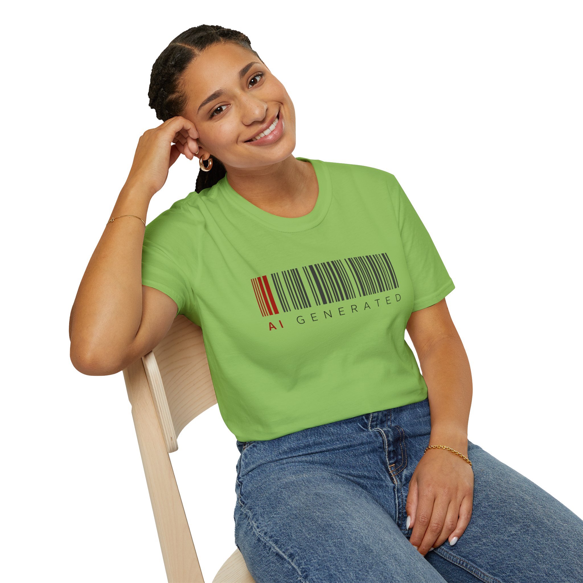 AI Generated Barcode Dark Minimalist Generative Art Graphic T-Shirt - Image 96