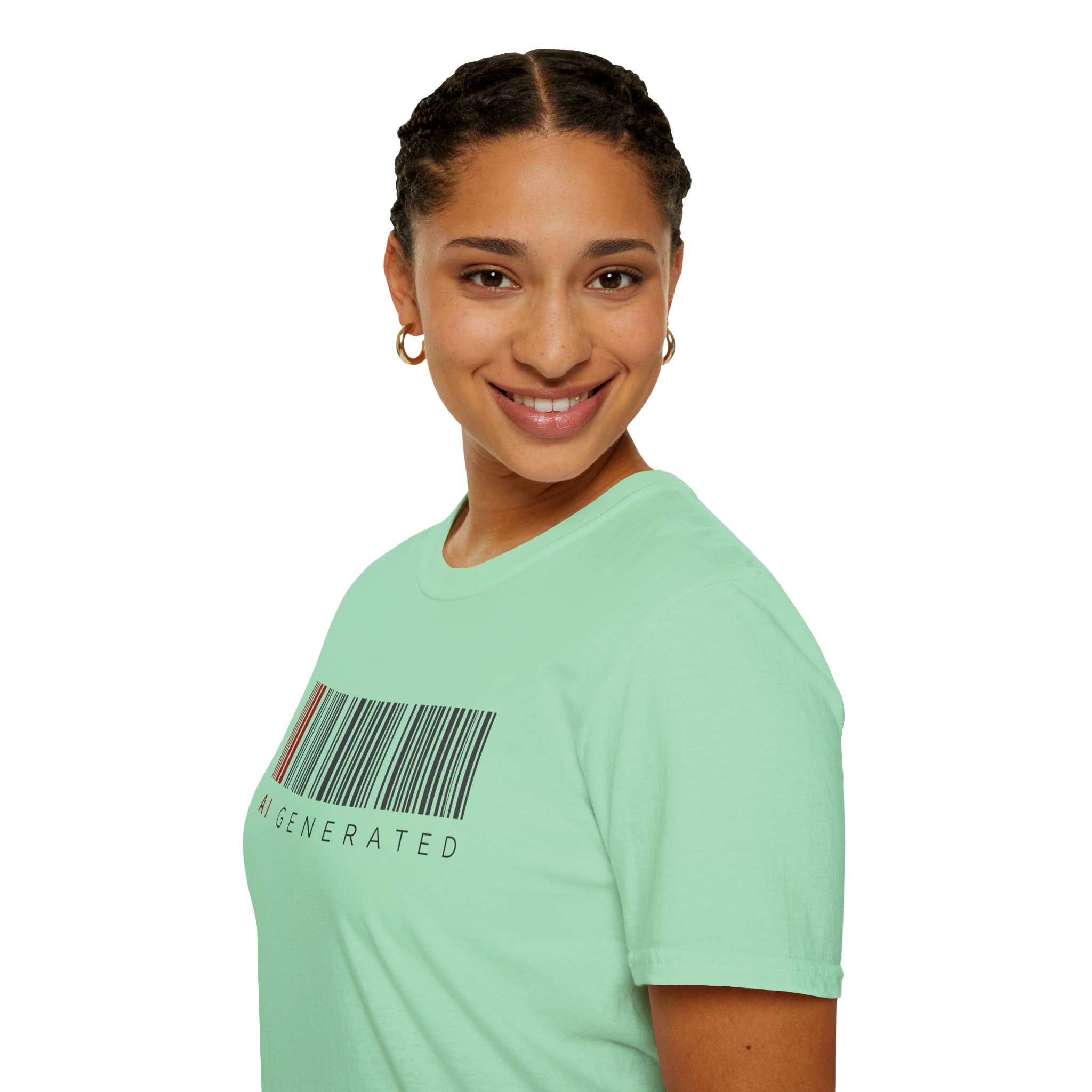 AI Generated Barcode Dark Minimalist Generative Art Graphic T-Shirt - Image 106