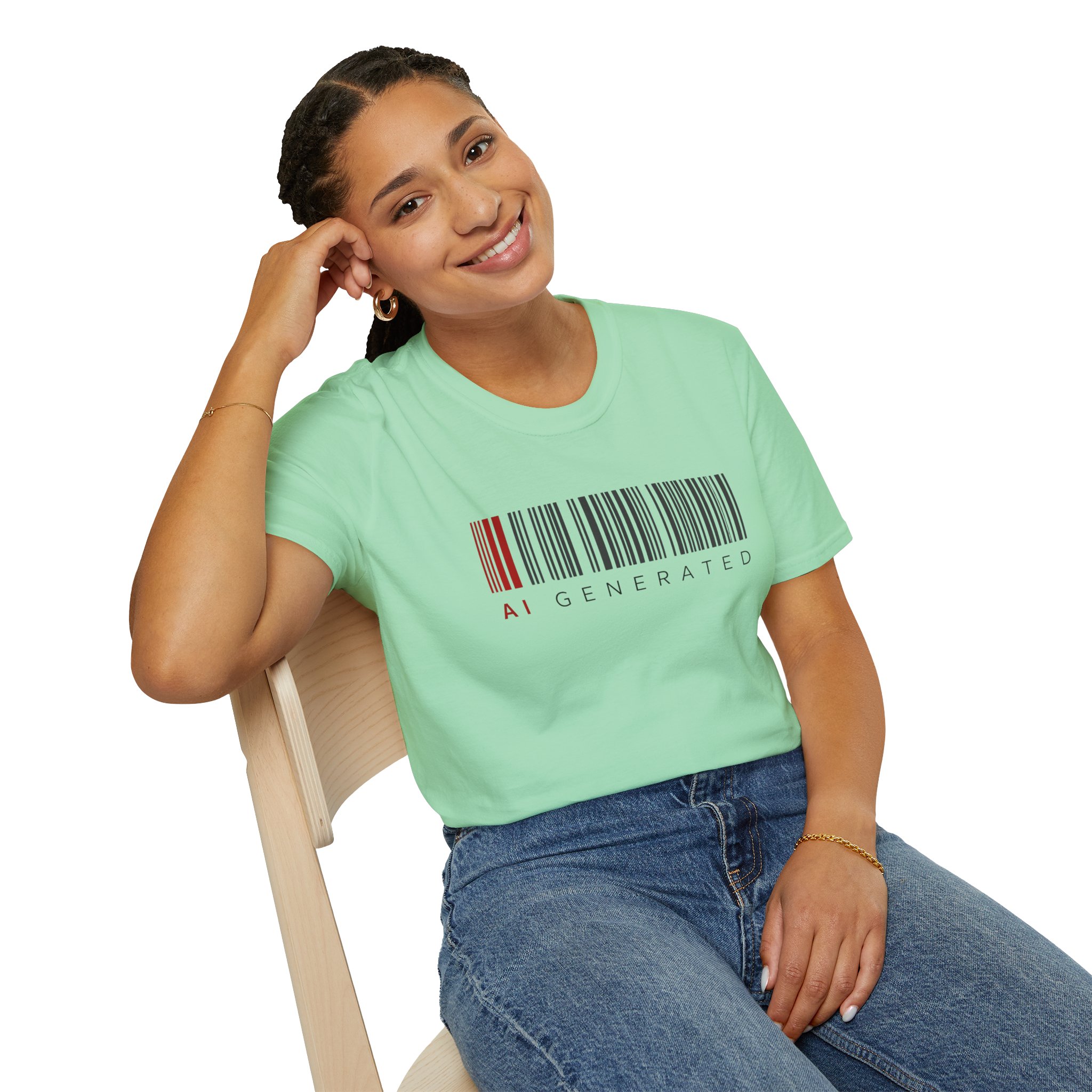 AI Generated Barcode Dark Minimalist Generative Art Graphic T-Shirt - Image 107