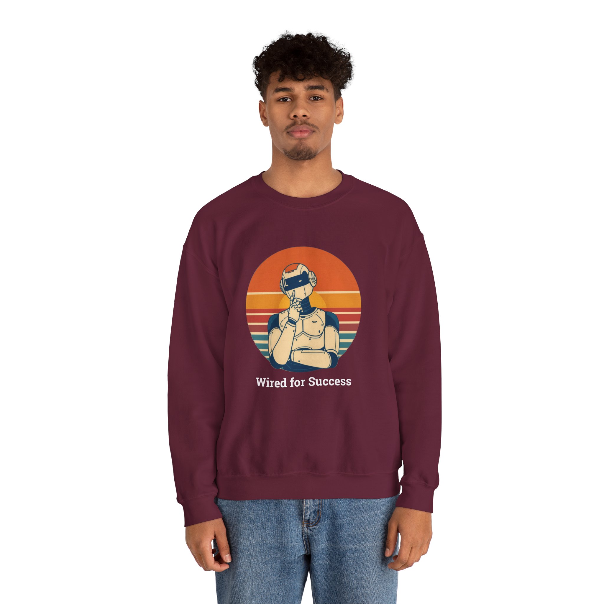 Wired for Success Retro Robot Thinker AI Tech Sweatshirt Gift - Image 6