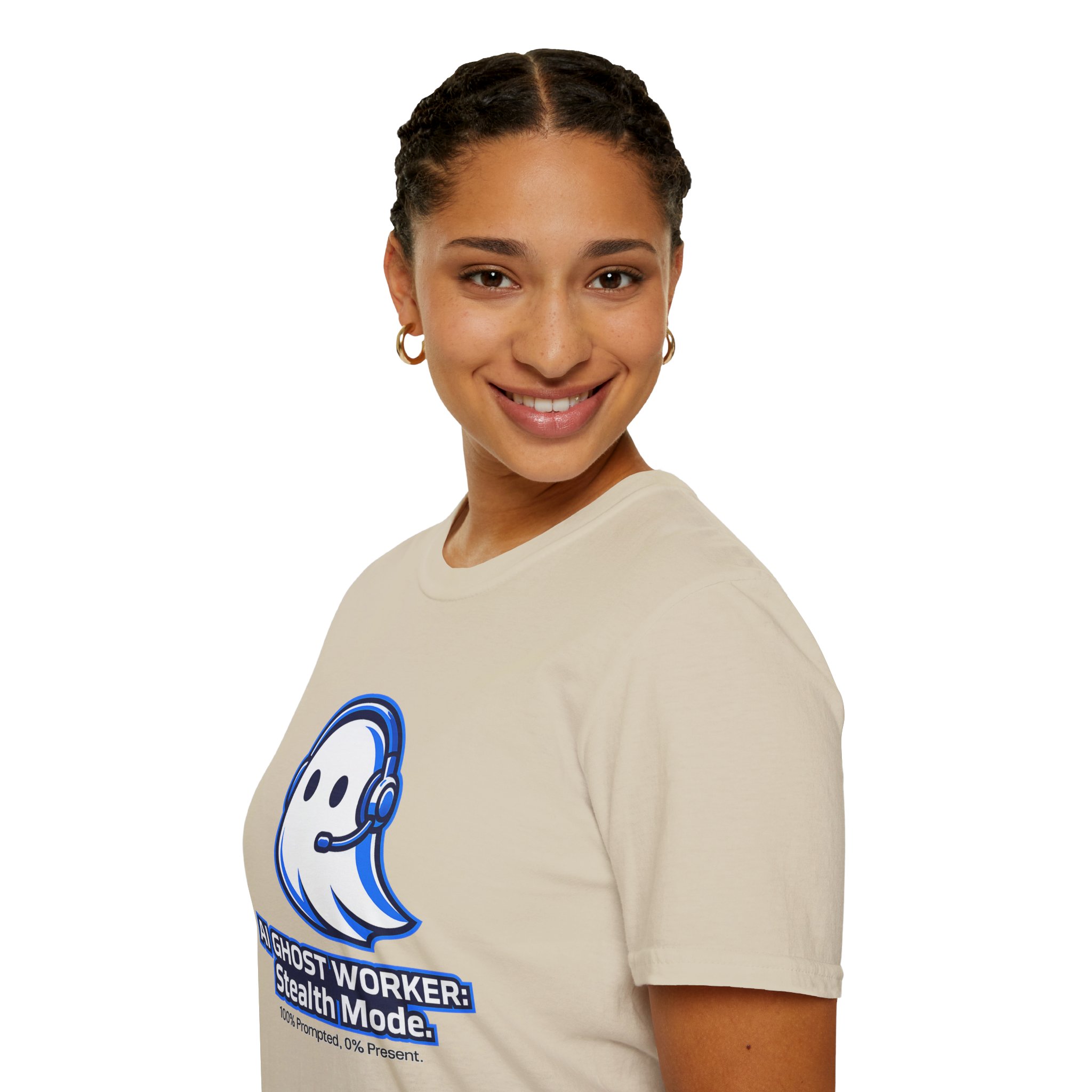 AI Ghost Worker Stealth Mode – 100% Prompted 0% Present Funny T-Shirt - Image 29