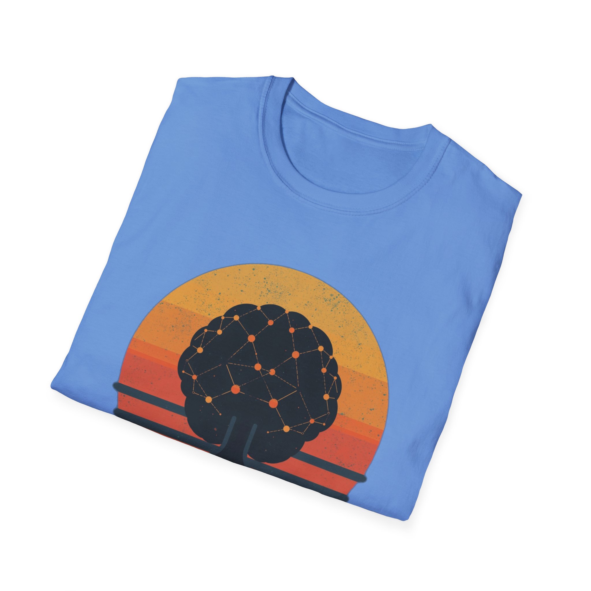 Powered by Neural Nets Retro Sunset Neural Network Tree AI T-Shirt - Image 103
