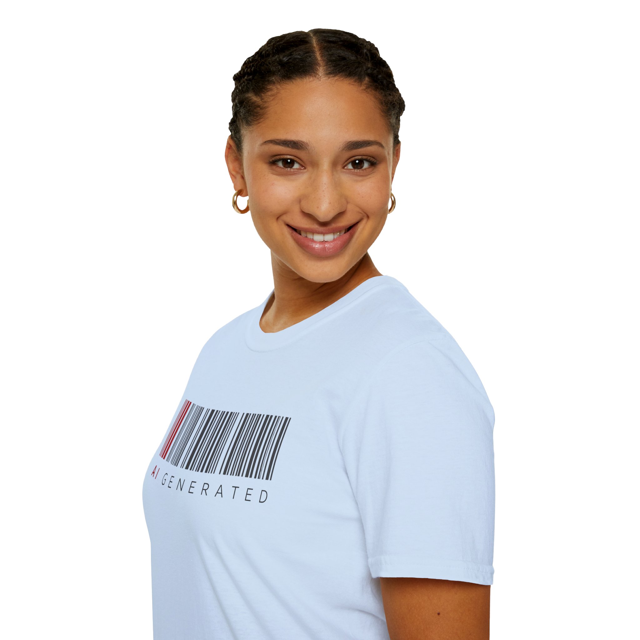 AI Generated Barcode Dark Minimalist Generative Art Graphic T-Shirt - Image 84