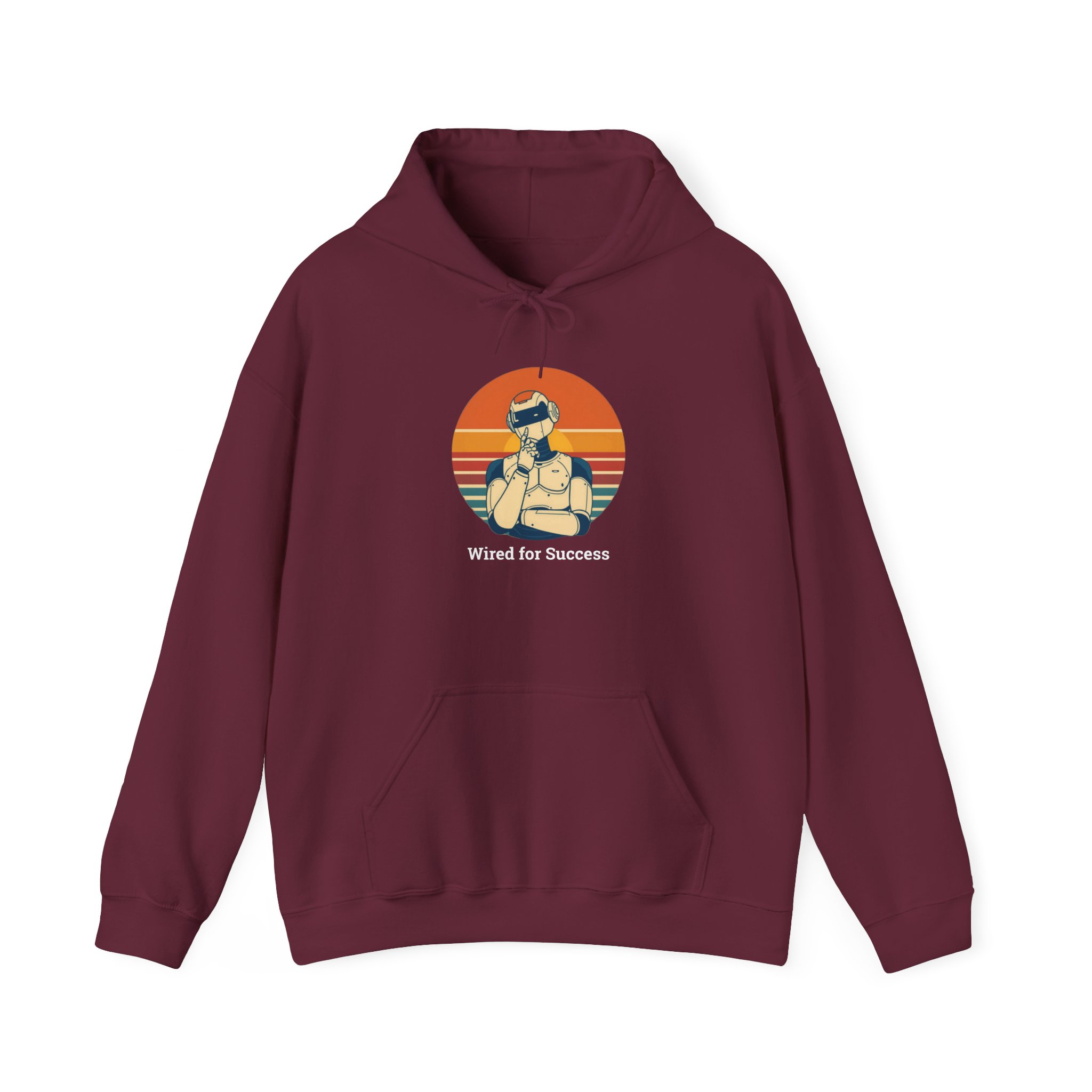 Wired for Success Retro Robot AI Hoodie Tech Gift Hooded Sweatshirt - Image 2