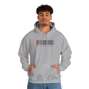 AI Generated Barcode Dark Minimalist Generative Art Pullover Hoodie