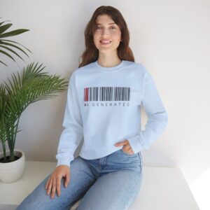 AI Generated Barcode Dark Minimalist Generative Art Crewneck Sweatshirt