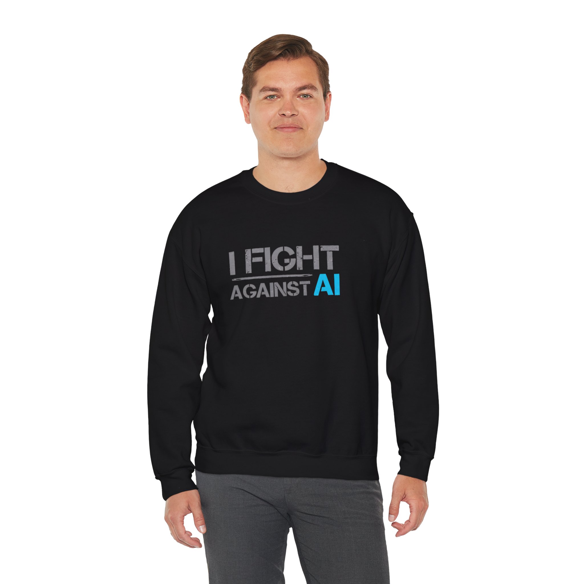 I Fight Against AI – Human Creativity Resistance Crewneck Sweatshirt - Image 24
